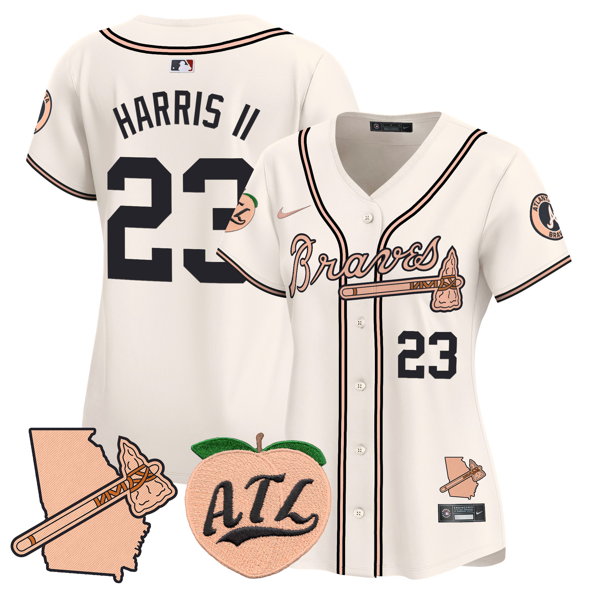 Women's Atlanta Braves Peach Vapor Premier Limited Jersey - All Stitched