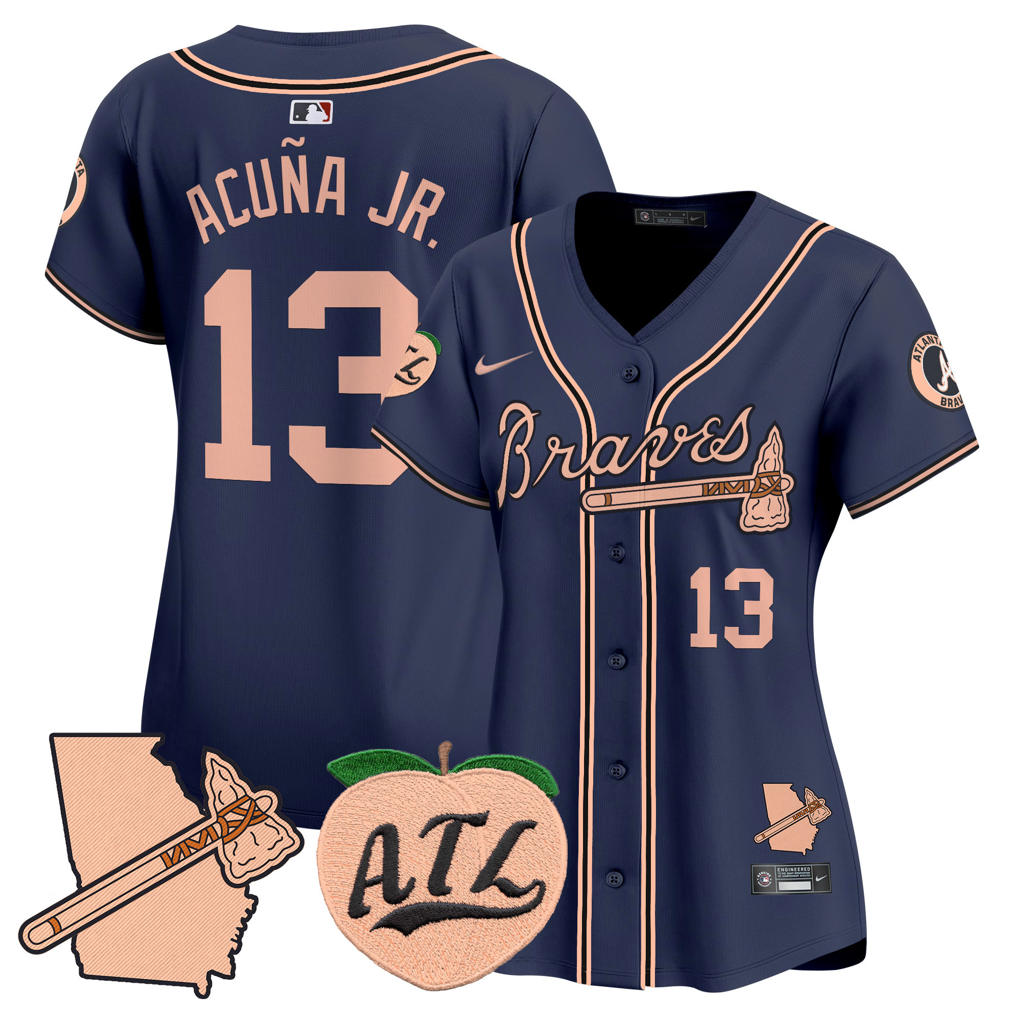 Women's Atlanta Braves Peach Vapor Premier Limited Jersey - All Stitched