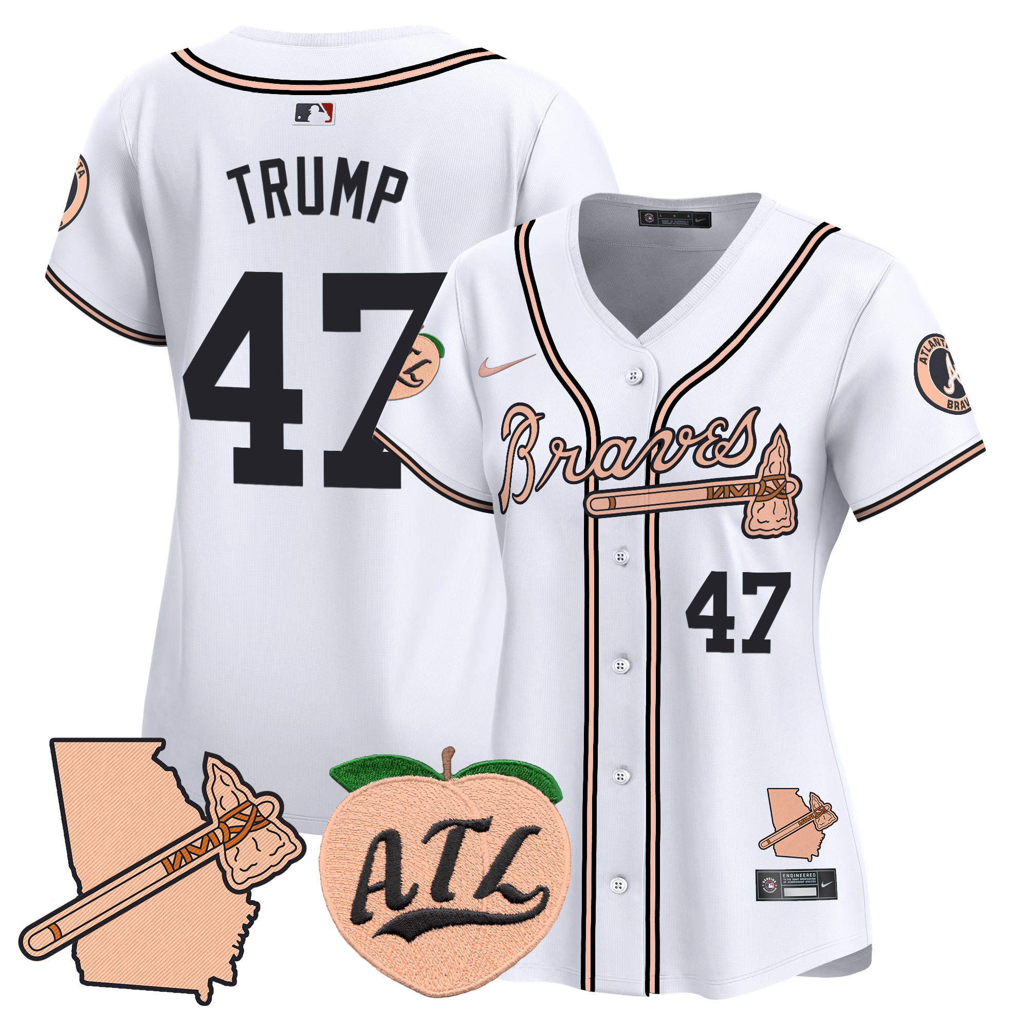 Women's Atlanta Braves Peach Vapor Premier Limited Jersey - All Stitched