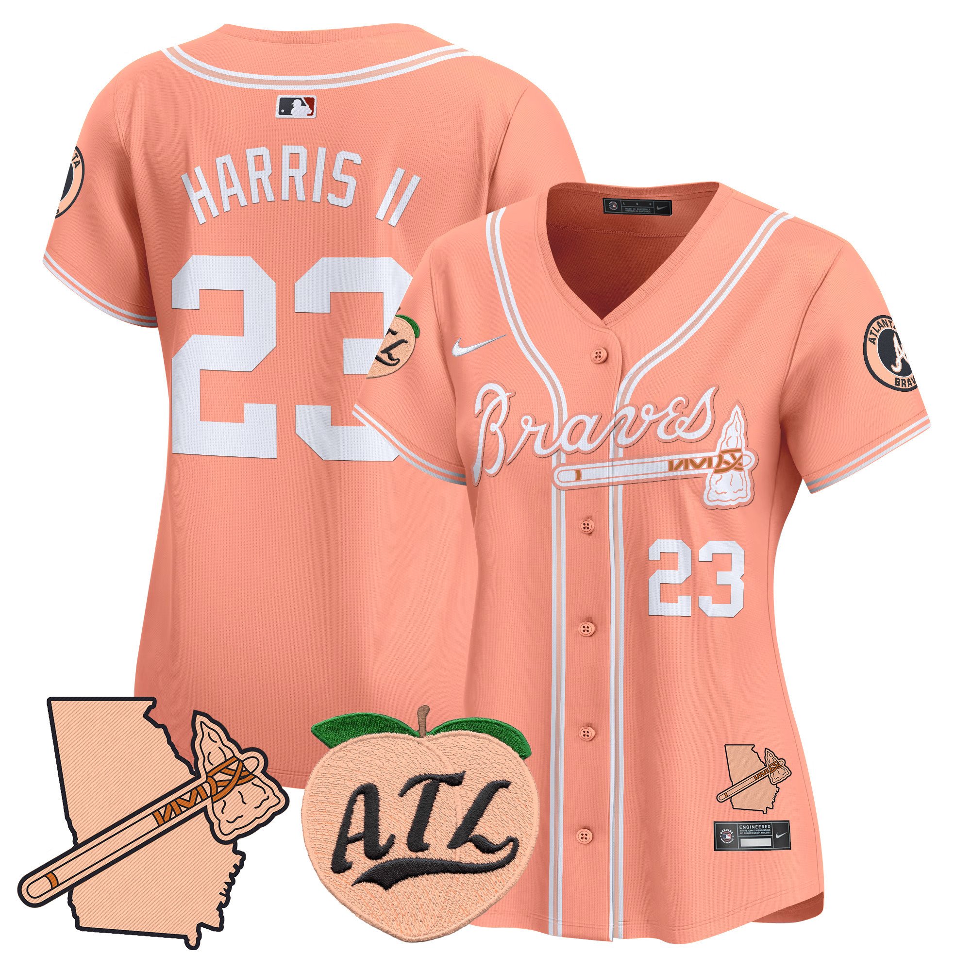 Women's Atlanta Braves Peach Vapor Premier Limited Jersey - All Stitched