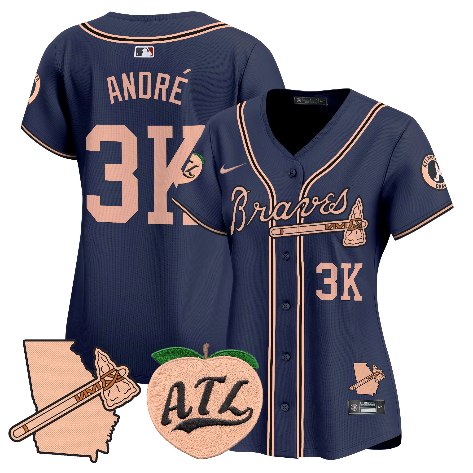 Women's Atlanta Braves Peach Vapor Premier Limited Jersey - All Stitched