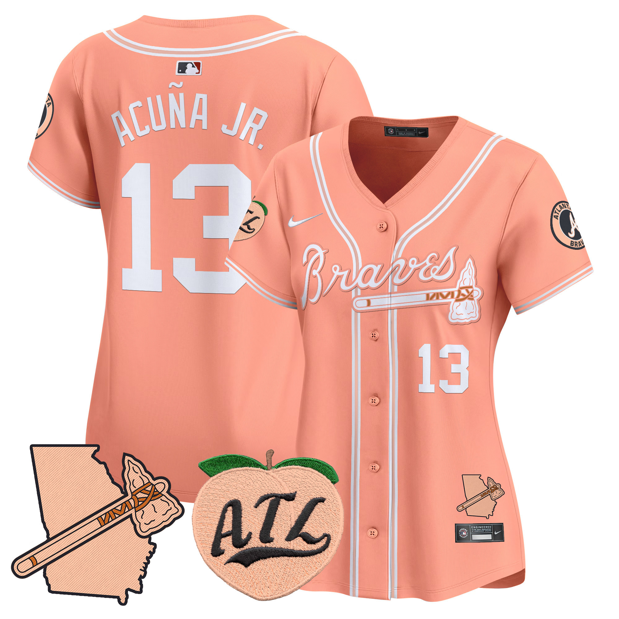 Women's Atlanta Braves Peach Vapor Premier Limited Jersey - All Stitched