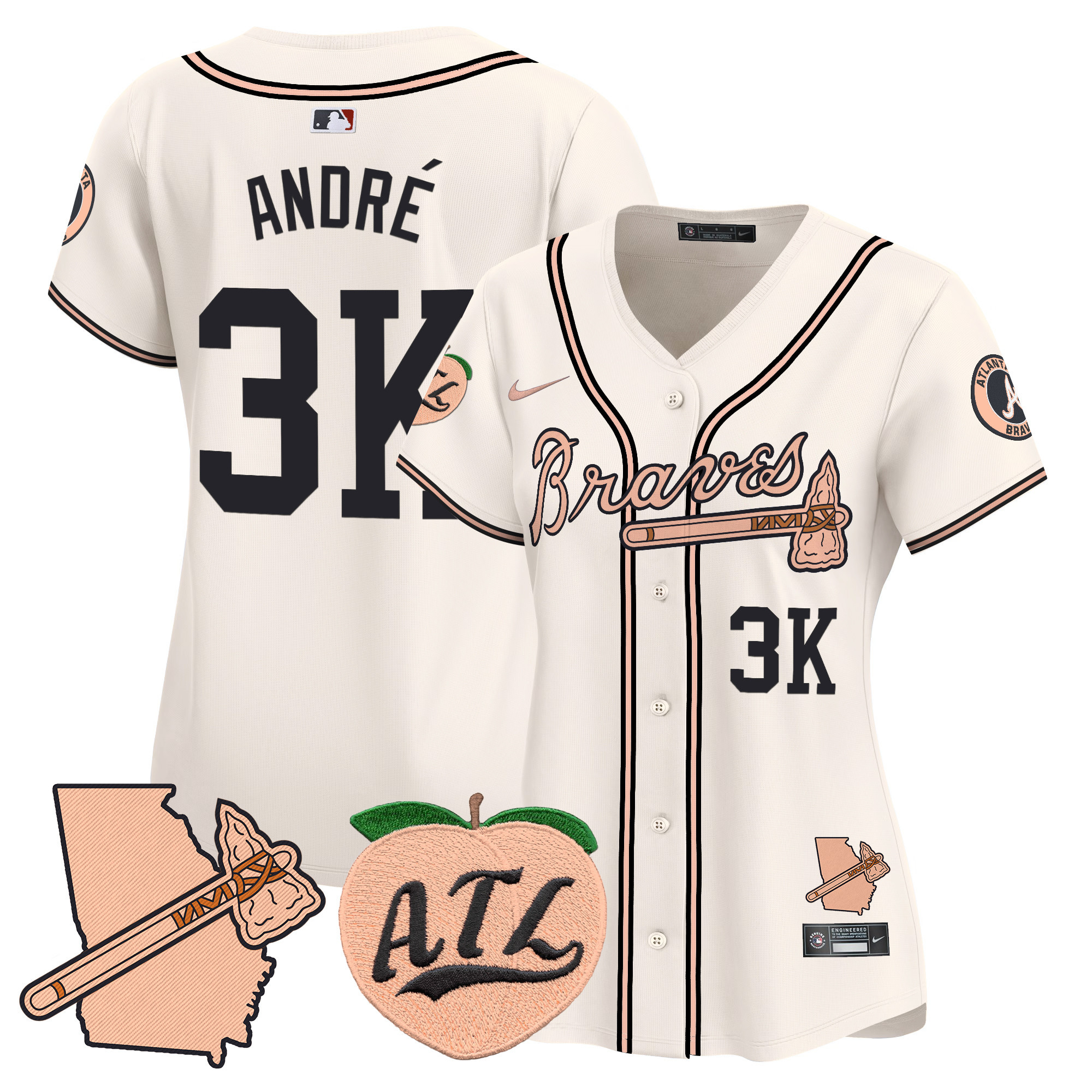 Women's Atlanta Braves Peach Vapor Premier Limited Jersey - All Stitched