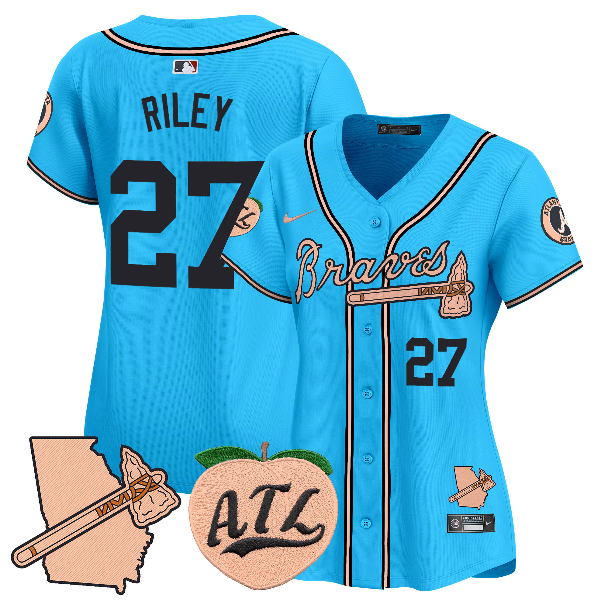 Women's Atlanta Braves Peach Vapor Premier Limited Jersey - All Stitched