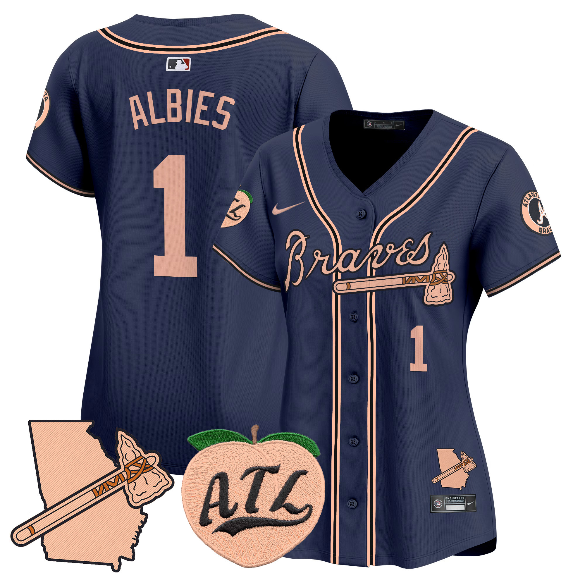Women's Atlanta Braves Peach Vapor Premier Limited Jersey - All Stitched