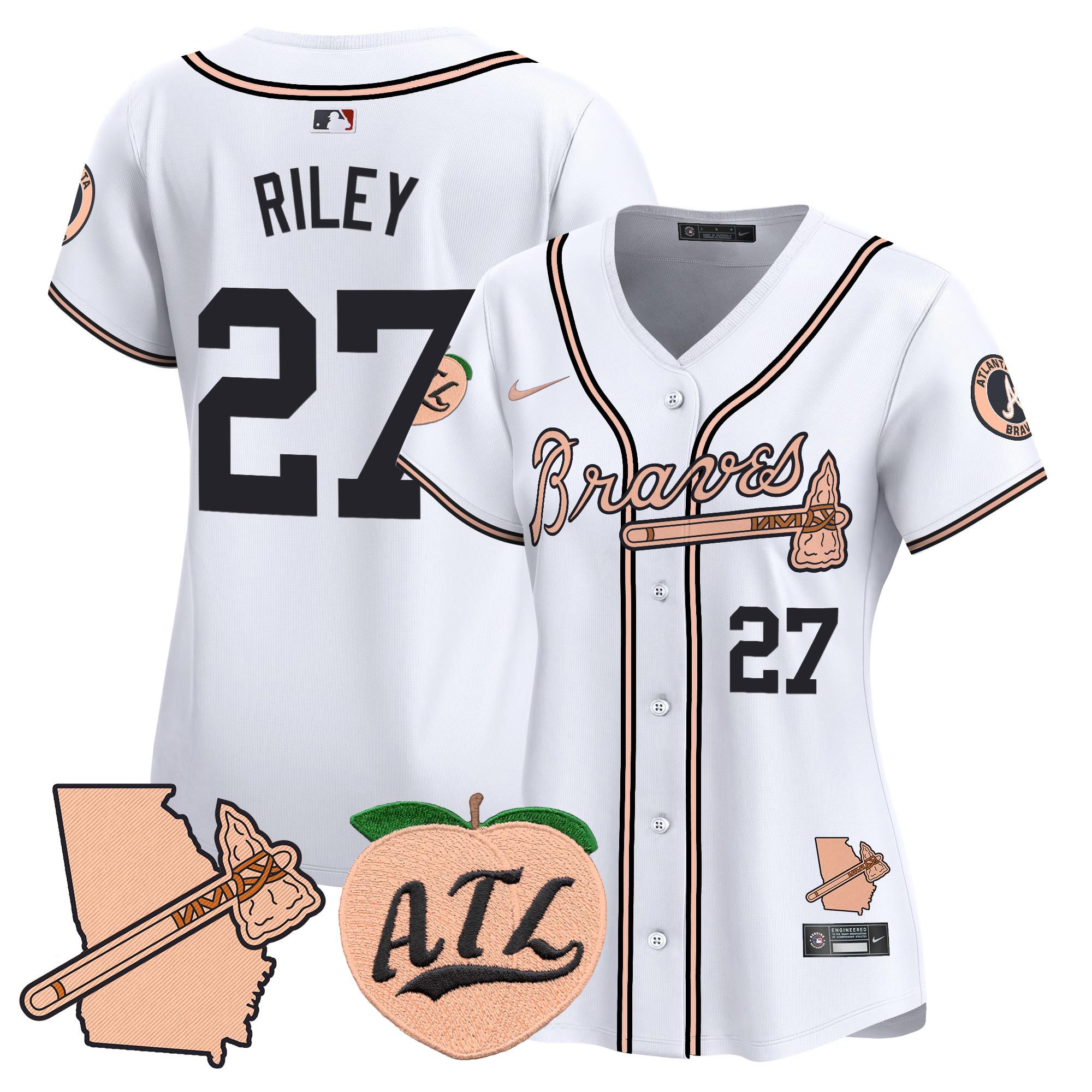 Women's Atlanta Braves Peach Vapor Premier Limited Jersey - All Stitched