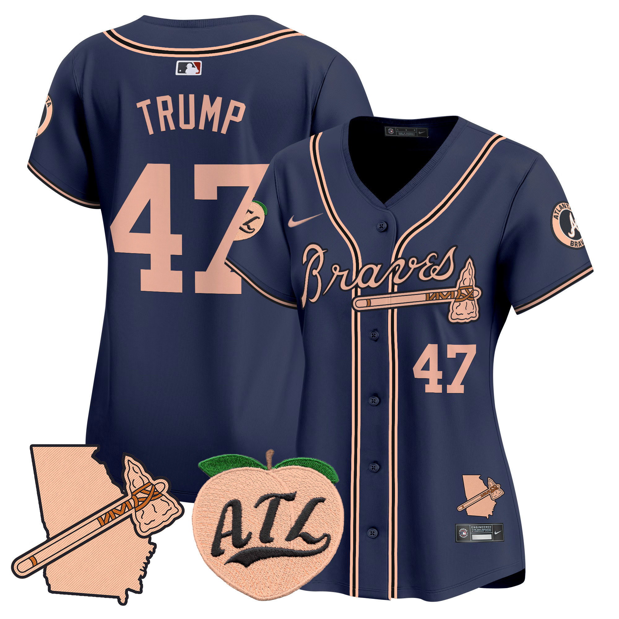 Women's Atlanta Braves Peach Vapor Premier Limited Jersey - All Stitched