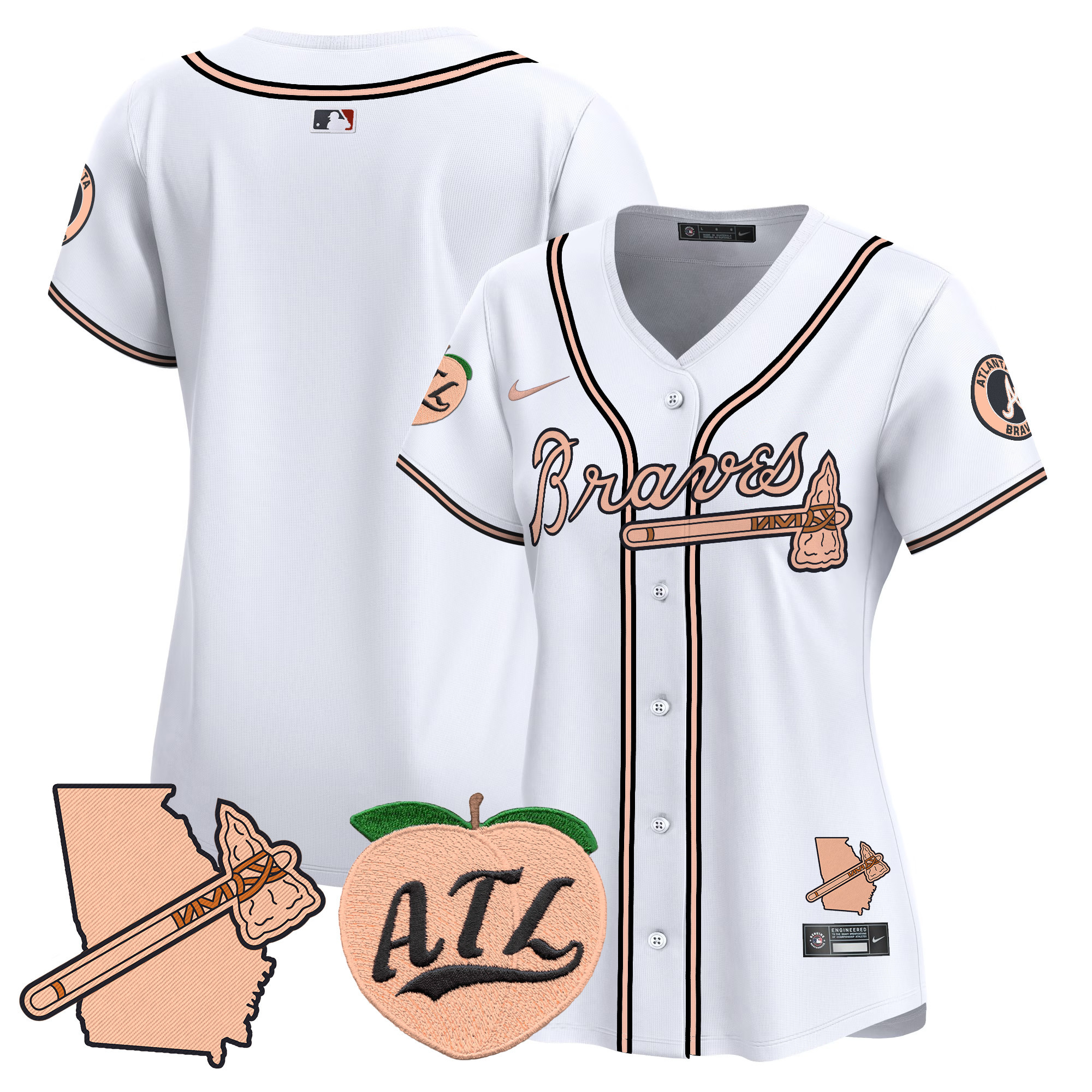 Women's Atlanta Braves Peach Vapor Premier Limited Jersey - All Stitched