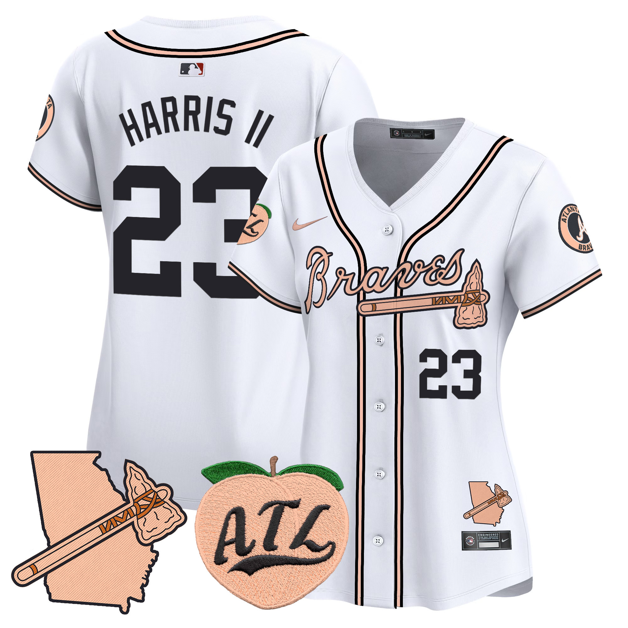 Women's Atlanta Braves Peach Vapor Premier Limited Jersey - All Stitched