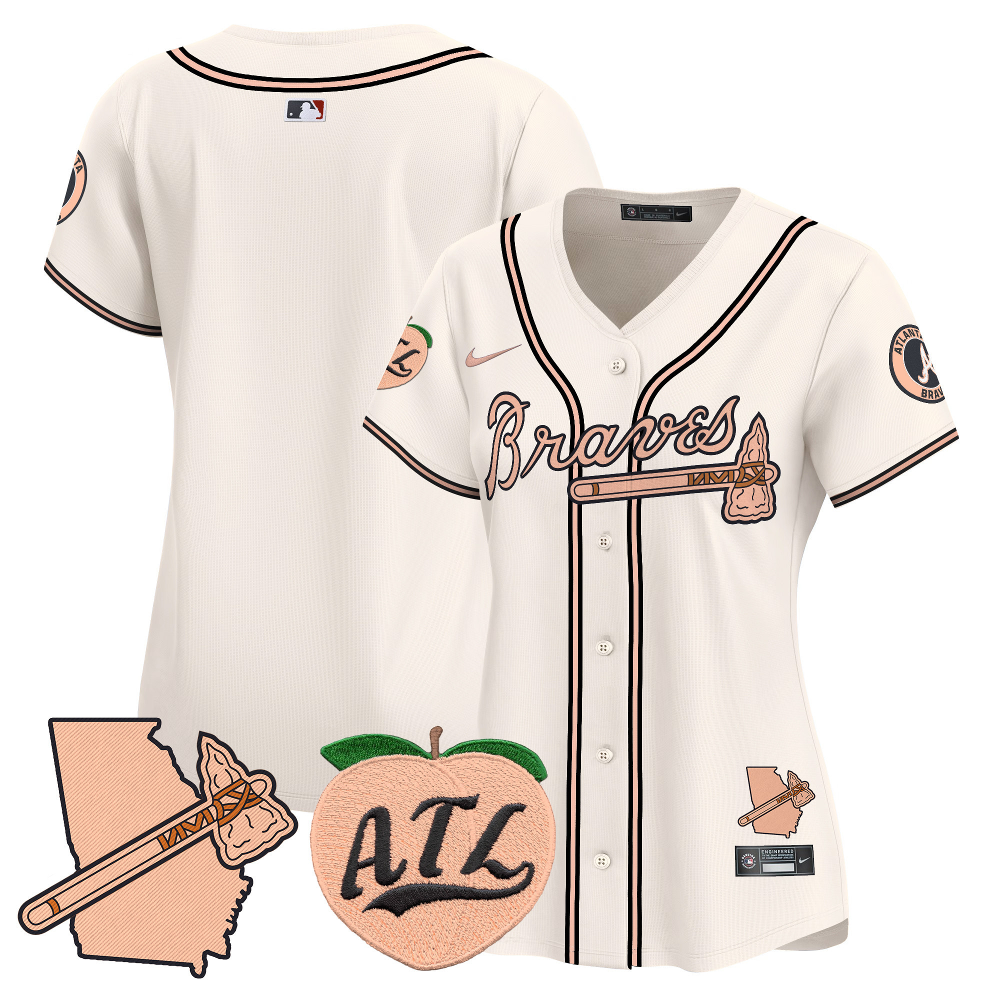 Women's Atlanta Braves Peach Vapor Premier Limited Jersey - All Stitched