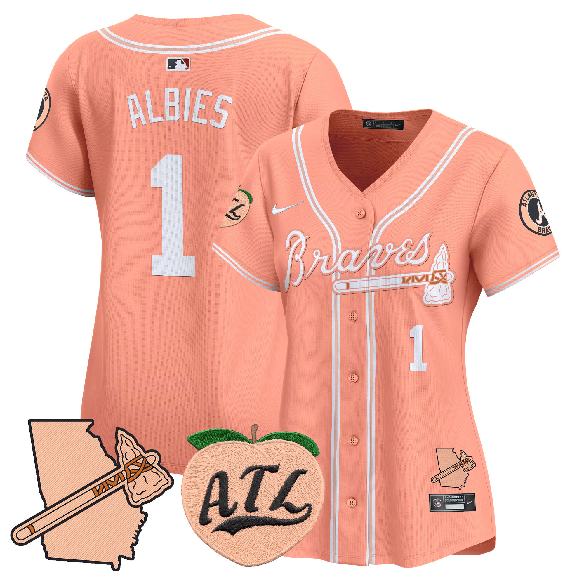 Women's Atlanta Braves Peach Vapor Premier Limited Jersey - All Stitched