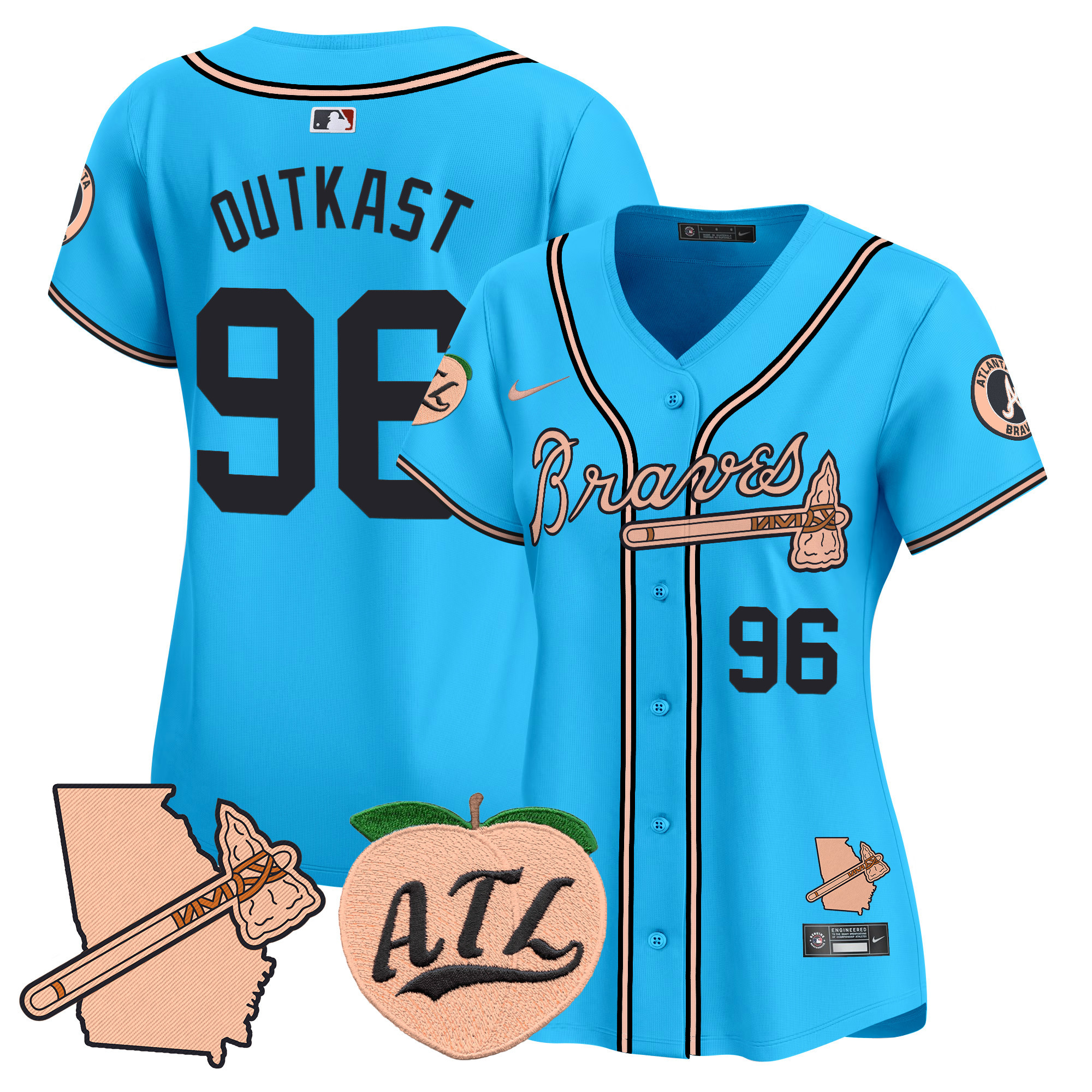 Women's Atlanta Braves Peach Vapor Premier Limited Jersey - All Stitched