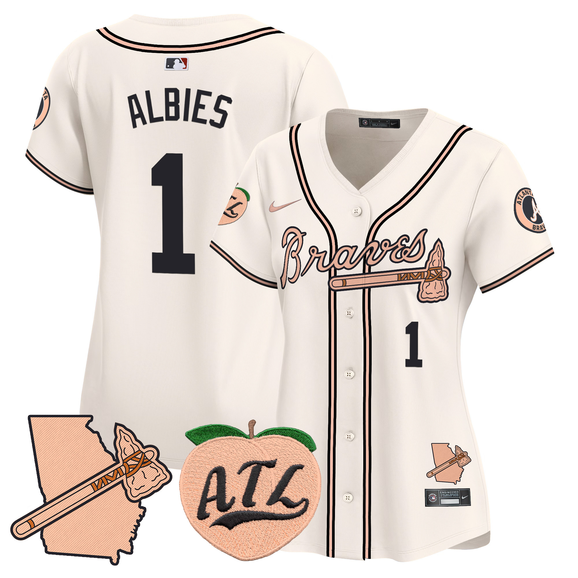 Women's Atlanta Braves Peach Vapor Premier Limited Jersey - All Stitched