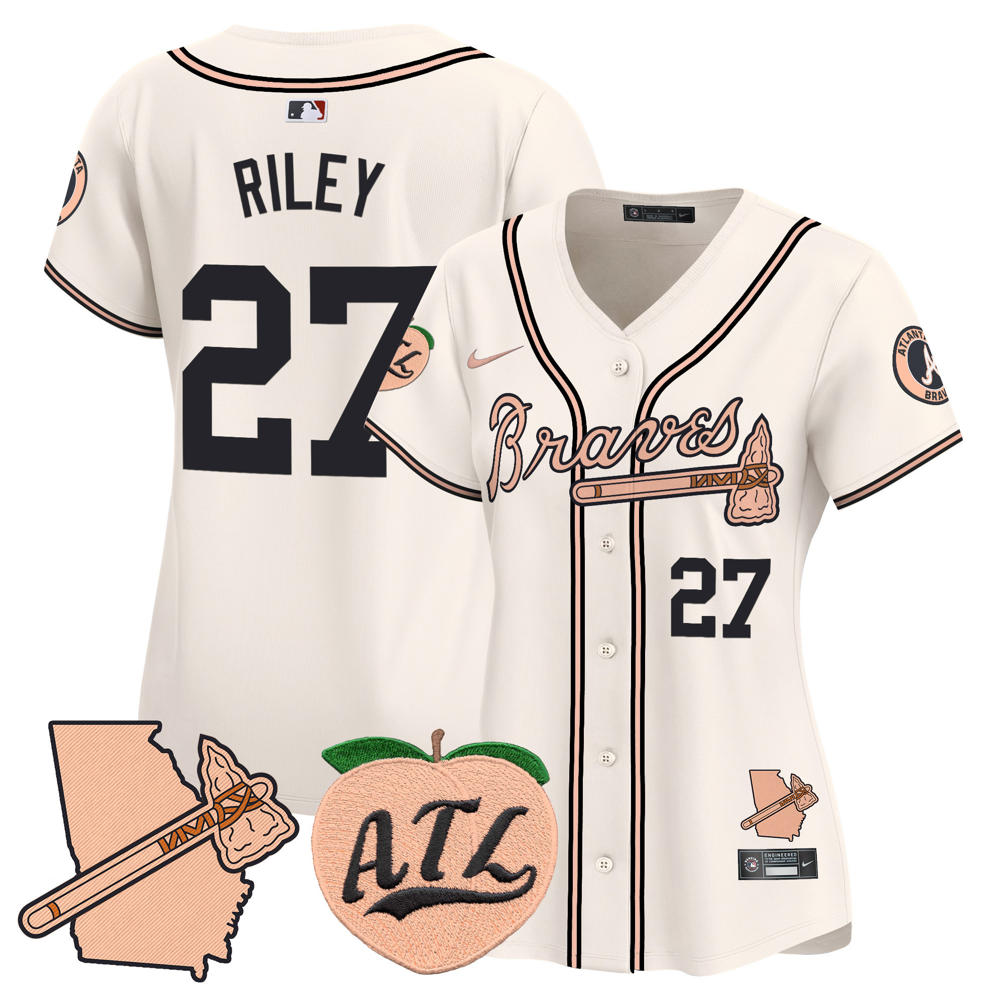 Women's Atlanta Braves Peach Vapor Premier Limited Jersey - All Stitched