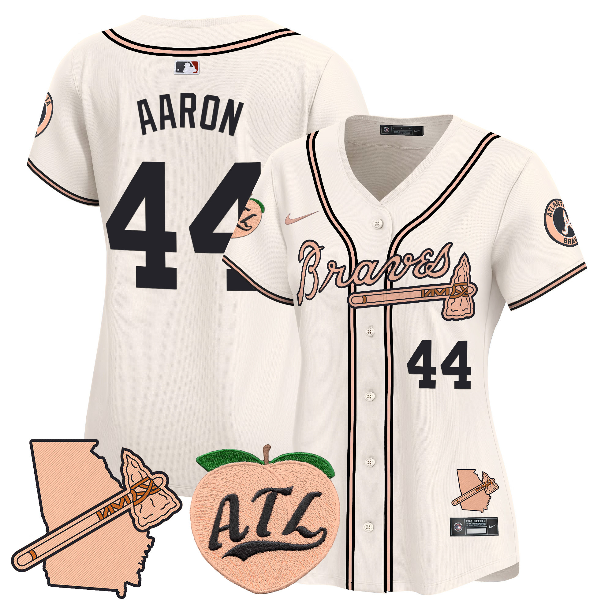 Women's Atlanta Braves Peach Vapor Premier Limited Jersey - All Stitched