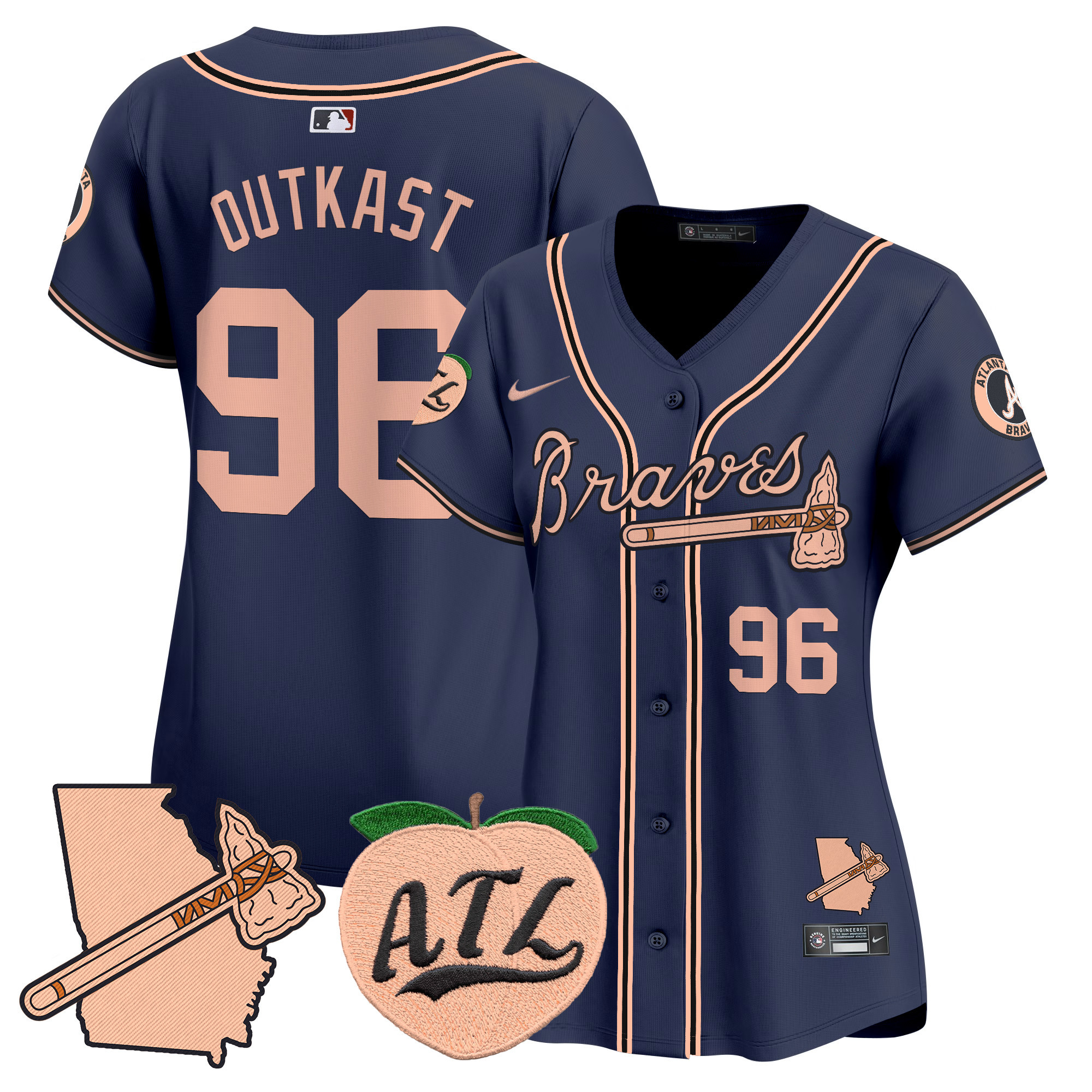 Women's Atlanta Braves Peach Vapor Premier Limited Jersey - All Stitched