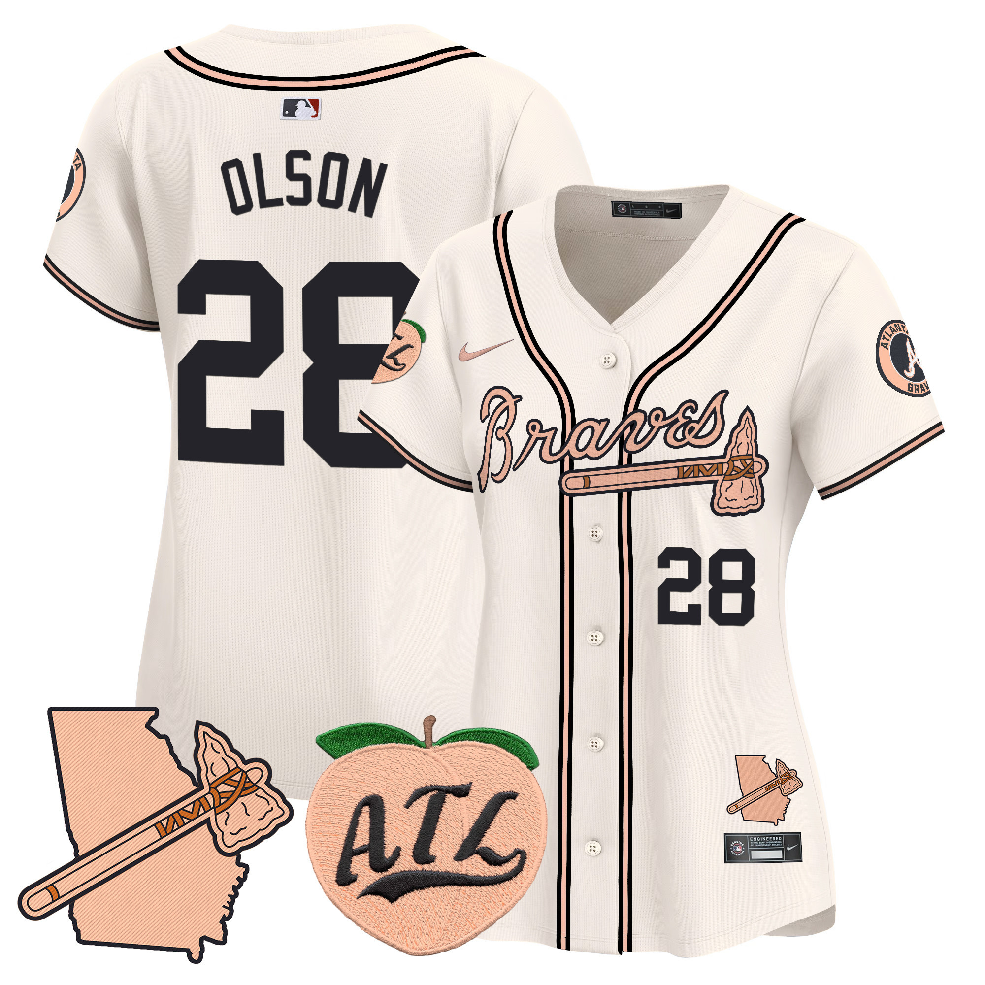 Women's Atlanta Braves Peach Vapor Premier Limited Jersey - All Stitched