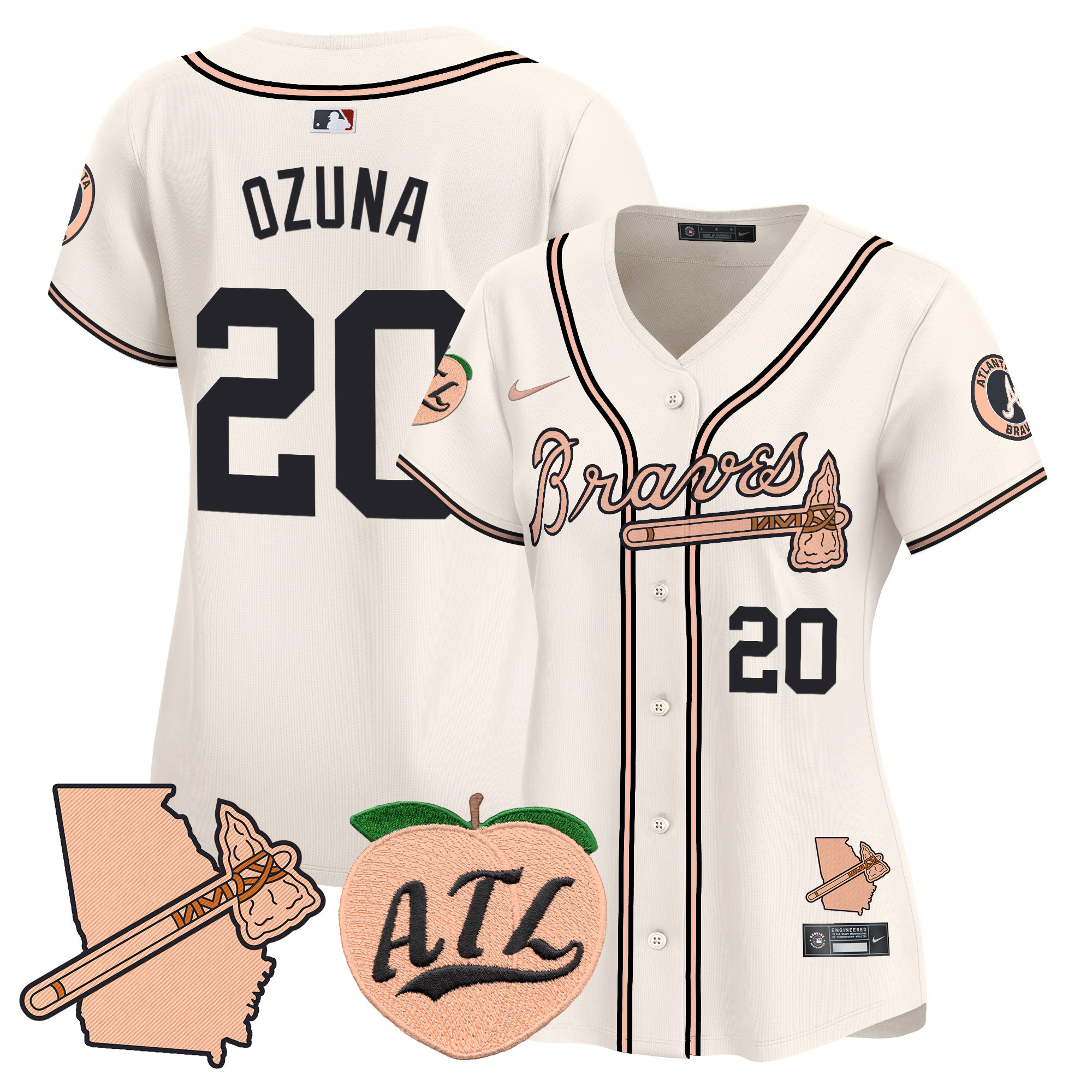 Women's Atlanta Braves Peach Vapor Premier Limited Jersey - All Stitched