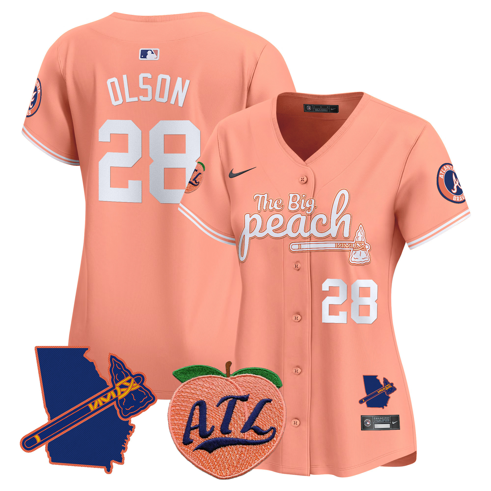 Women's Atlanta Braves The Big Peach Vapor Premier Limited Jersey V2 - All Stitched