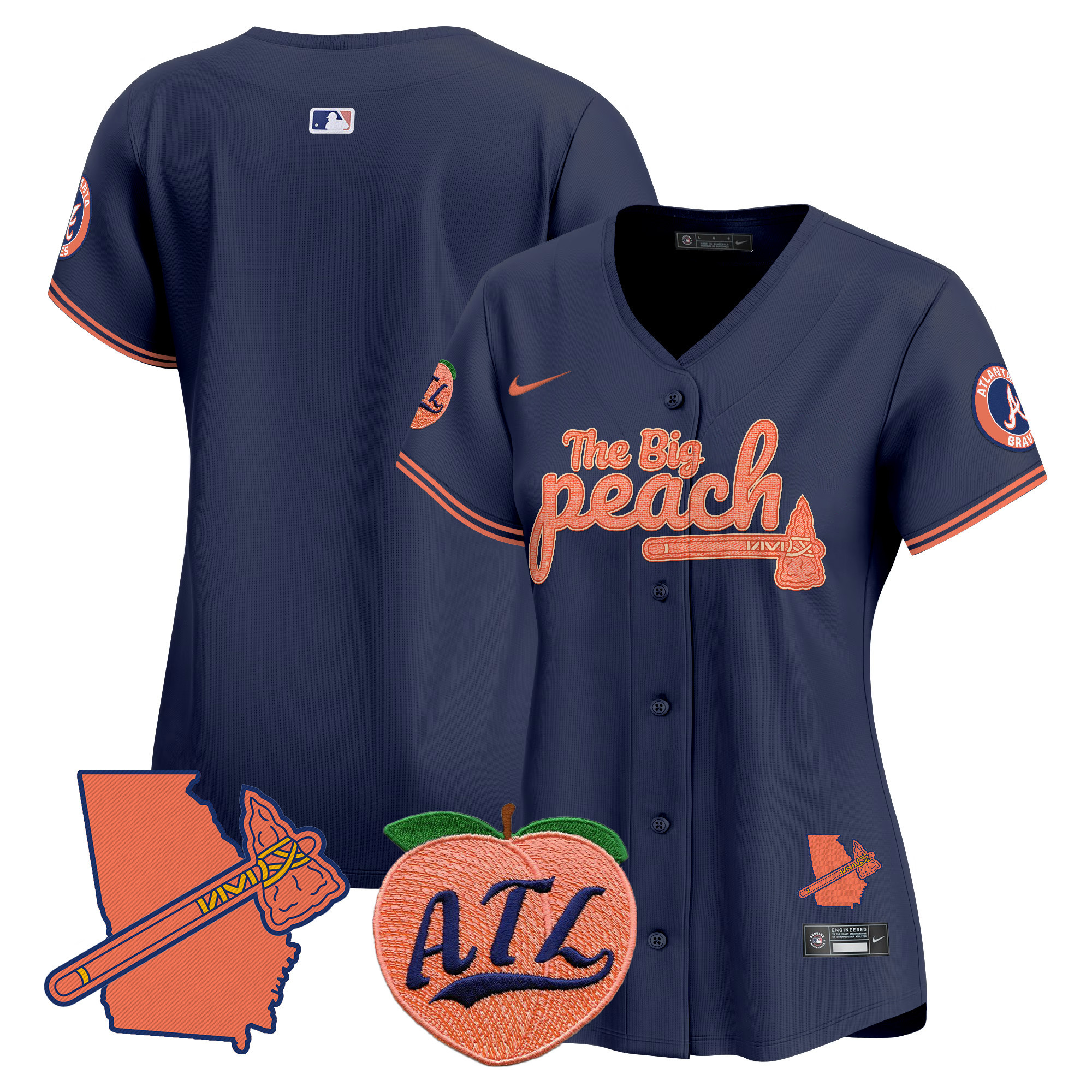 Women's Atlanta Braves The Big Peach Vapor Premier Limited Jersey V2 - All Stitched