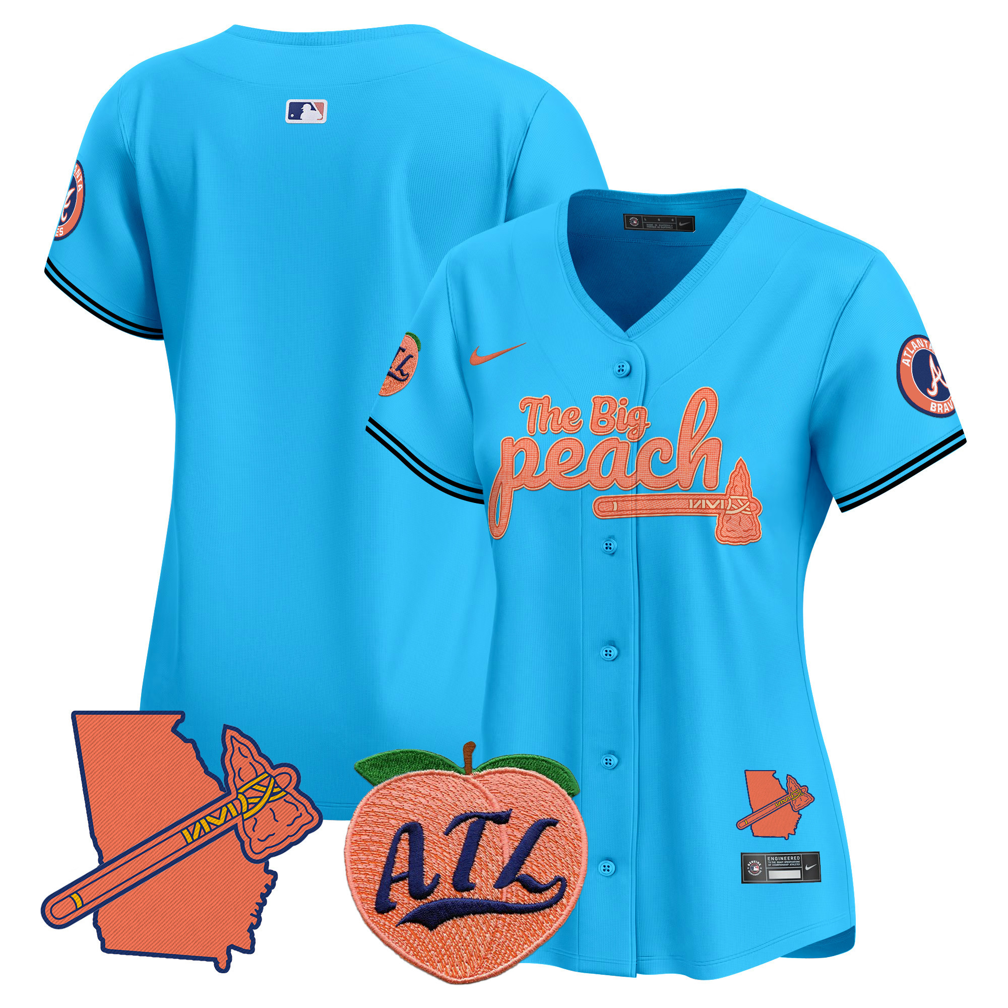 Women's Atlanta Braves The Big Peach Vapor Premier Limited Jersey V2 - All Stitched