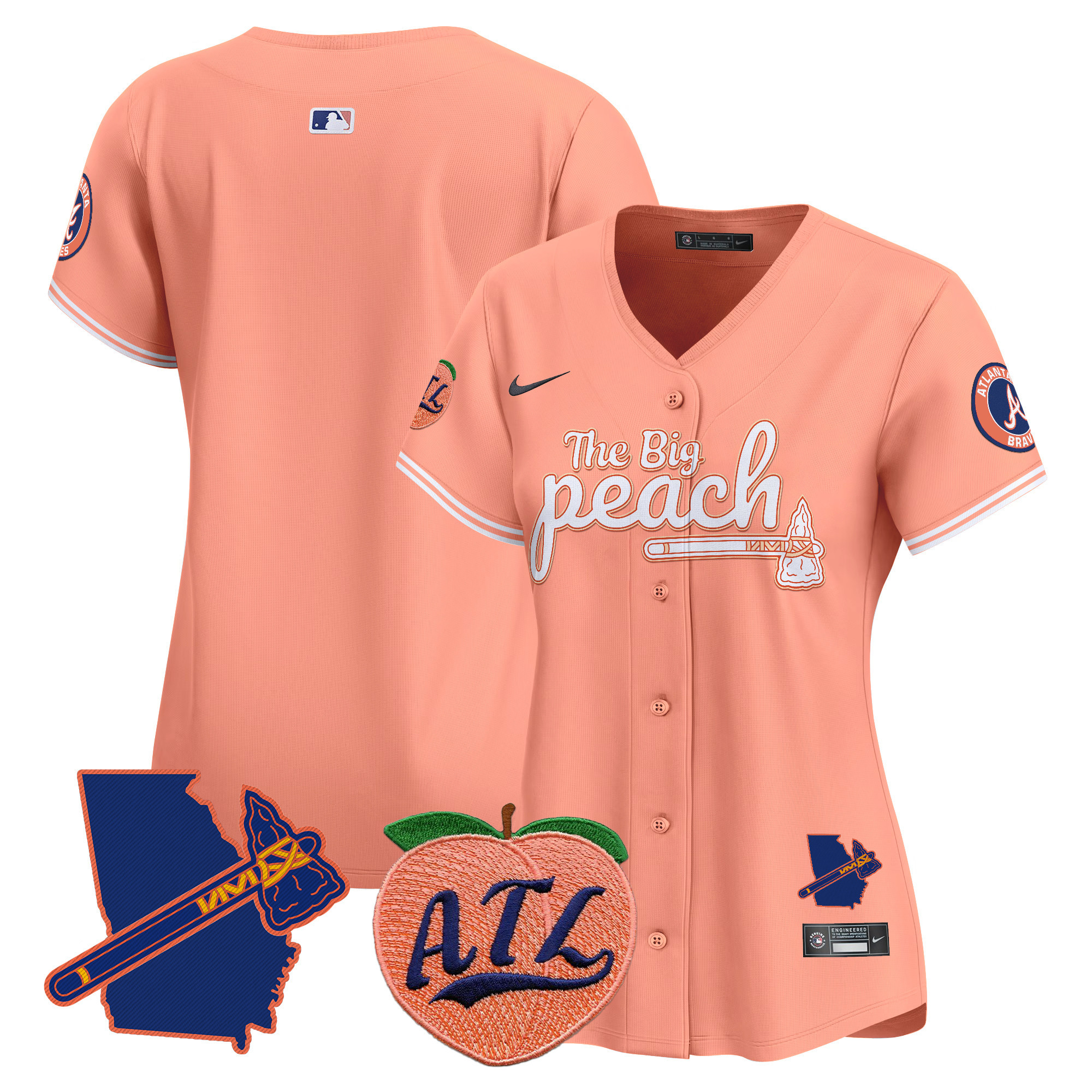 Women's Atlanta Braves The Big Peach Vapor Premier Limited Jersey V2 - All Stitched
