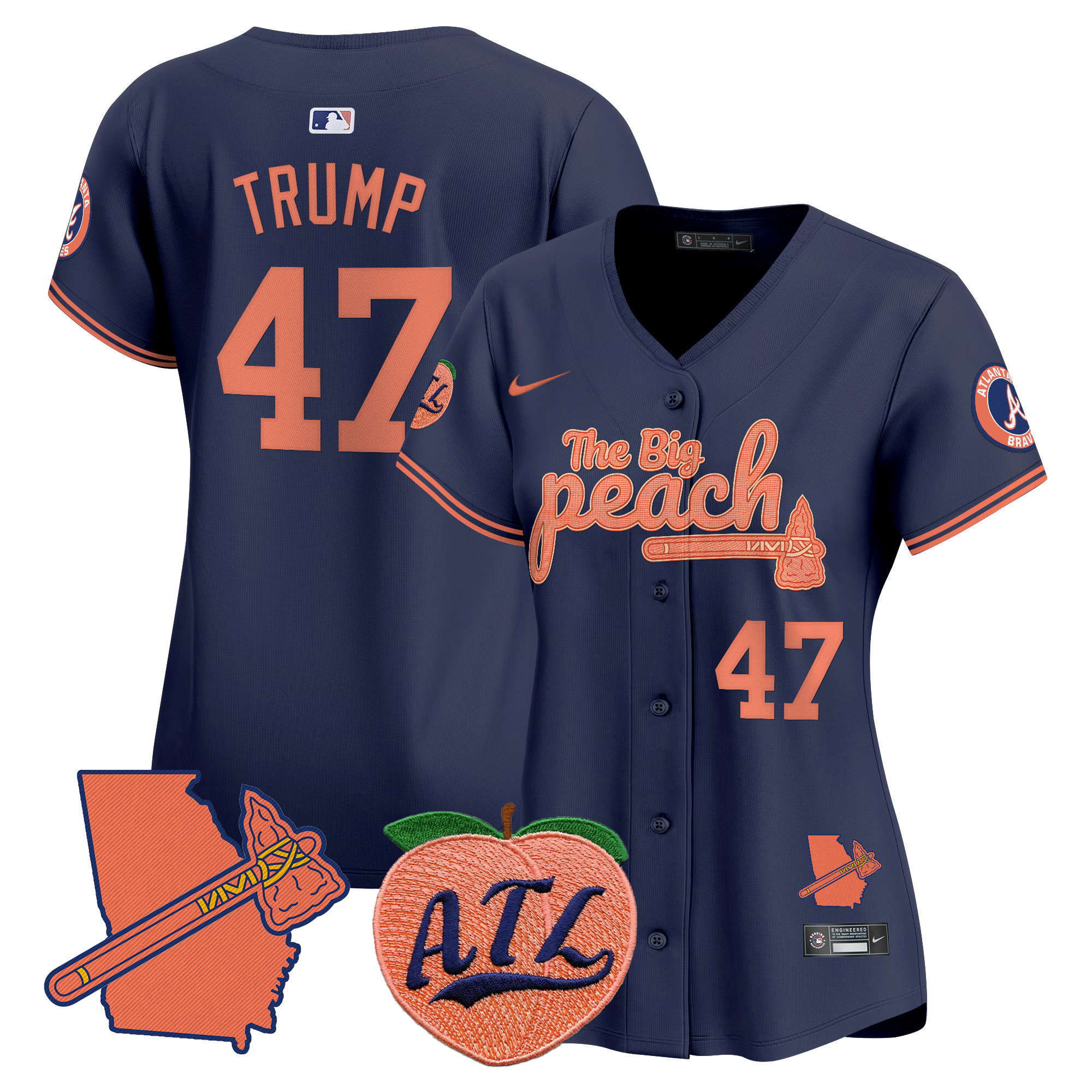 Women's Atlanta Braves The Big Peach Vapor Premier Limited Jersey V2 - All Stitched