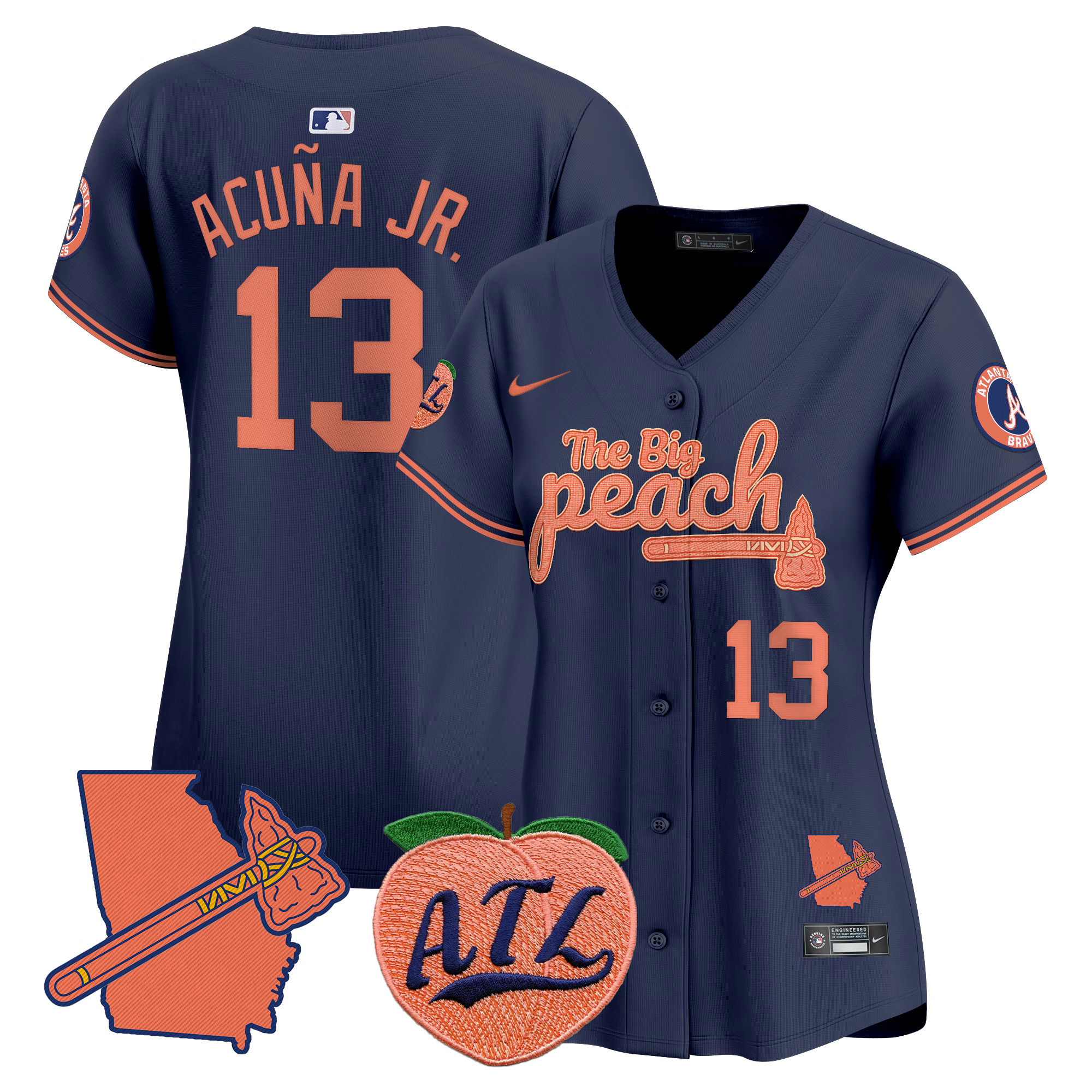 Women's Atlanta Braves The Big Peach Vapor Premier Limited Jersey V2 - All Stitched