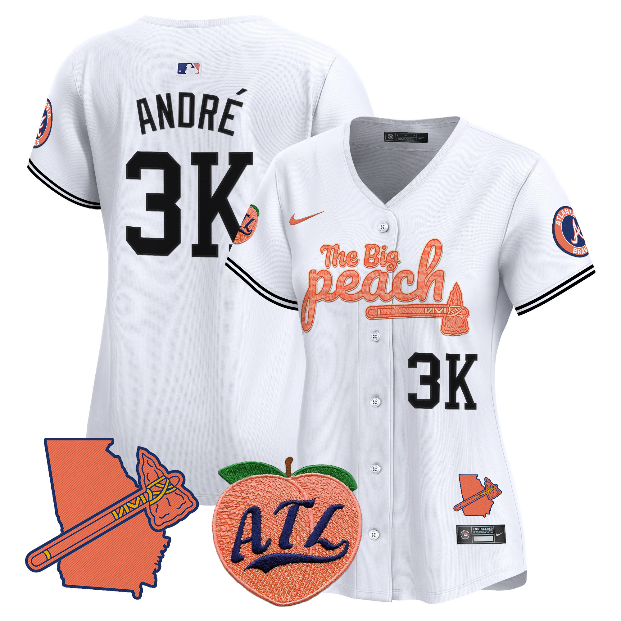 Women's Atlanta Braves The Big Peach Vapor Premier Limited Jersey V2 - All Stitched