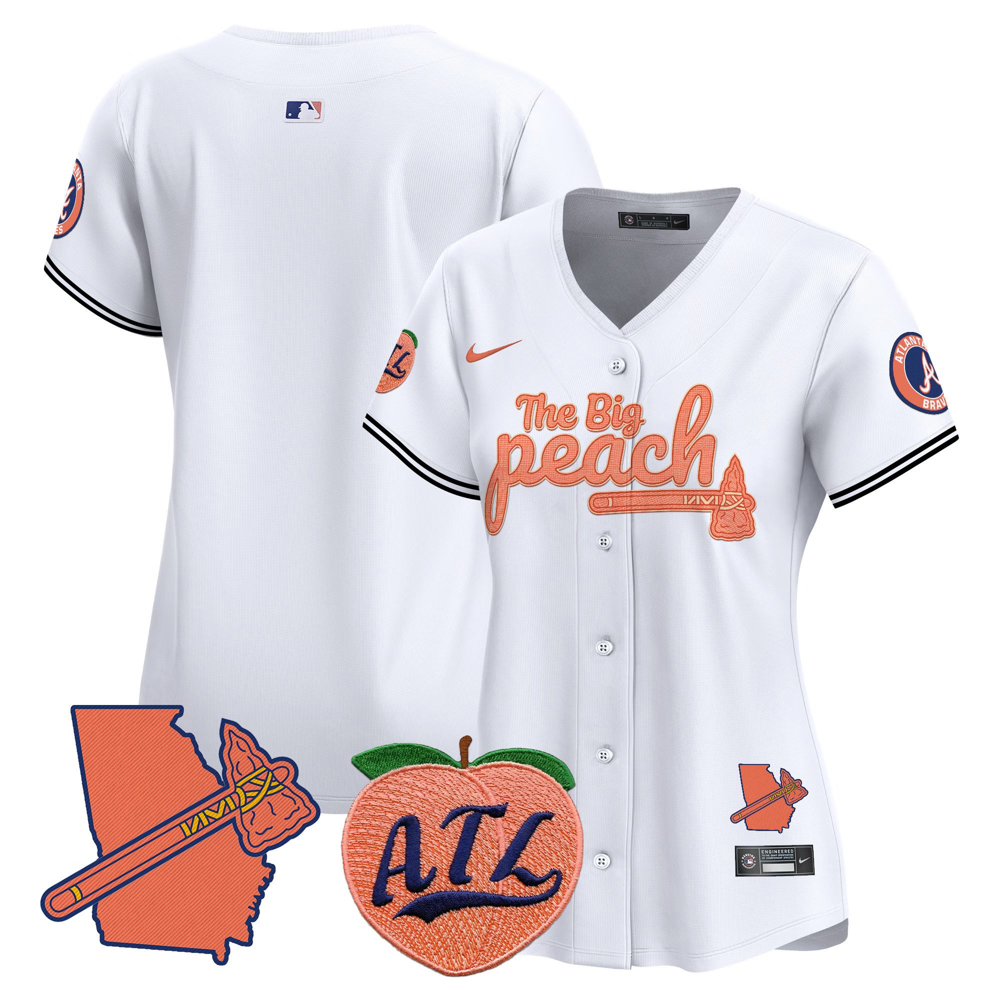Women's Atlanta Braves The Big Peach Vapor Premier Limited Jersey V2 - All Stitched