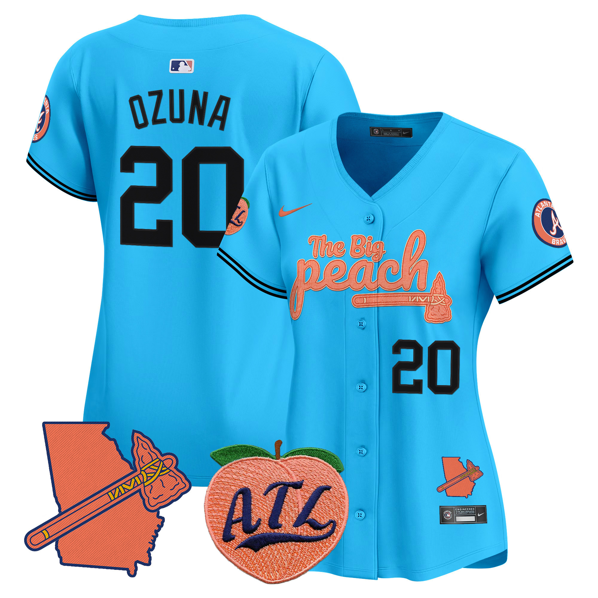 Women's Atlanta Braves The Big Peach Vapor Premier Limited Jersey V2 - All Stitched