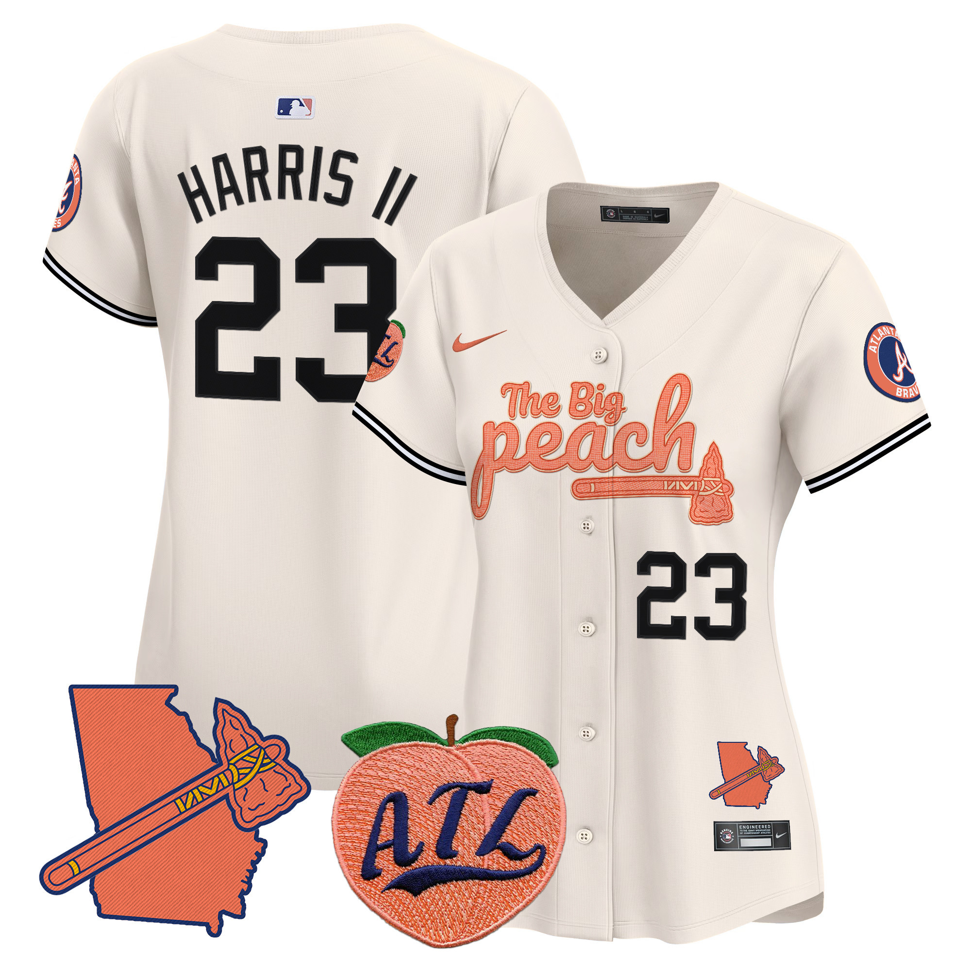 Women's Atlanta Braves The Big Peach Vapor Premier Limited Jersey V2 - All Stitched