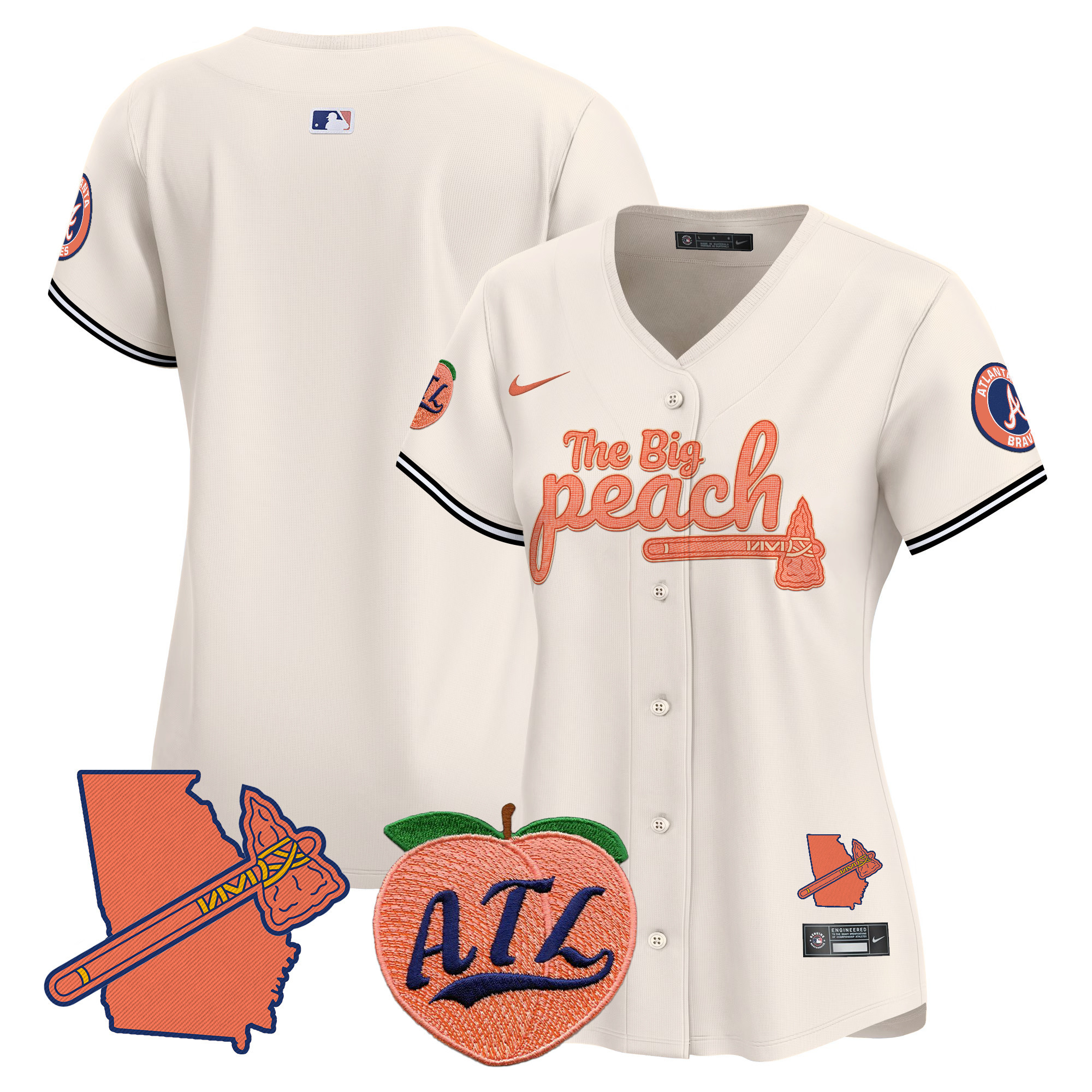 Women's Atlanta Braves The Big Peach Vapor Premier Limited Jersey V2 - All Stitched