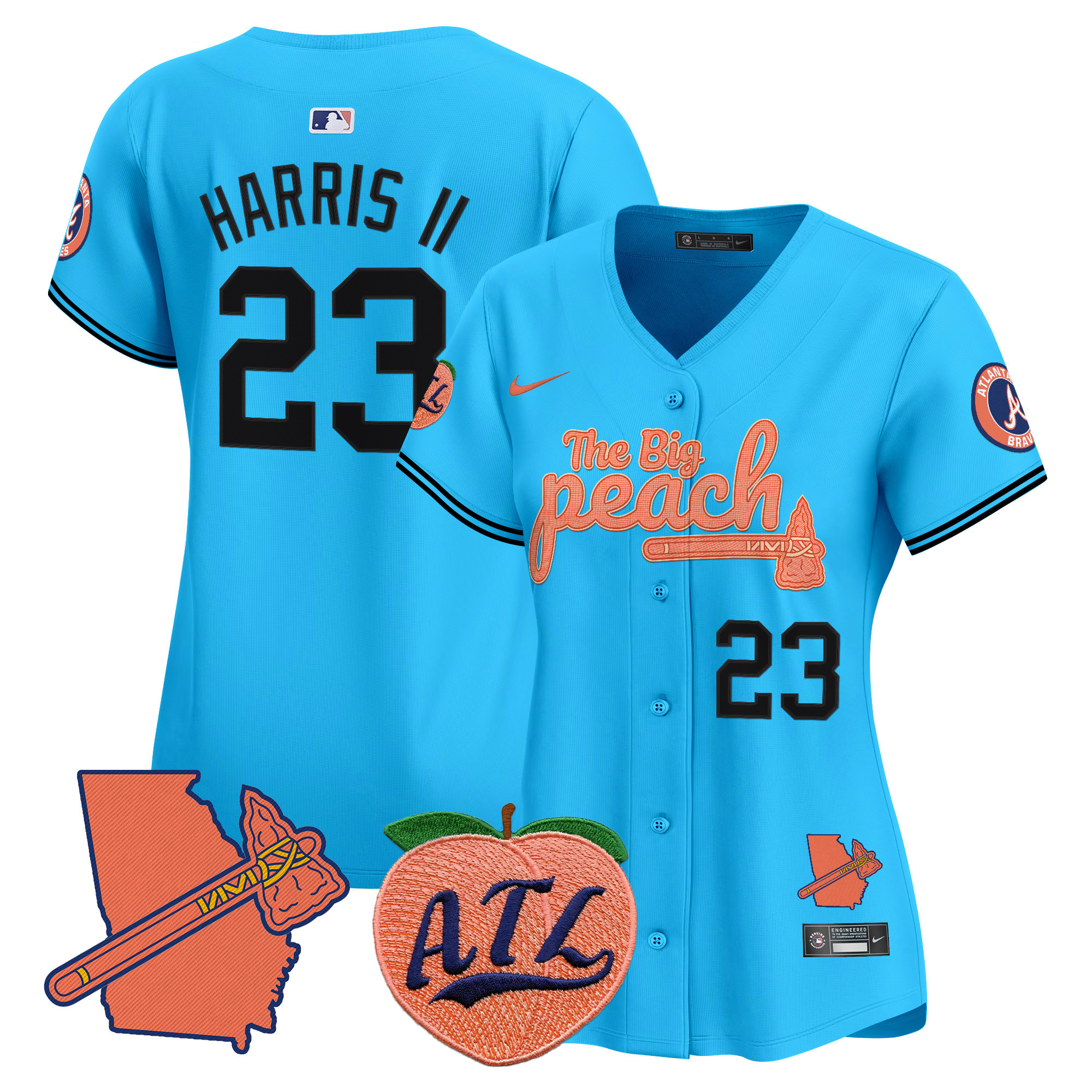 Women's Atlanta Braves The Big Peach Vapor Premier Limited Jersey V2 - All Stitched