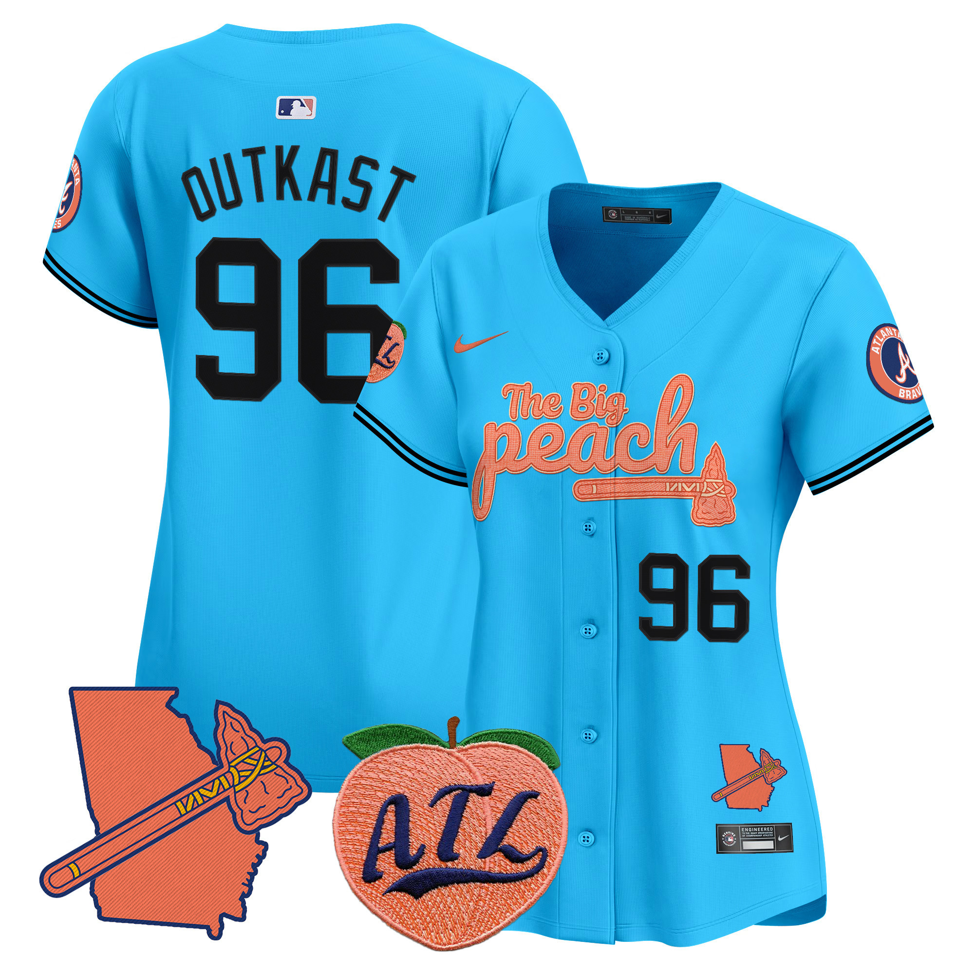 Women's Atlanta Braves The Big Peach Vapor Premier Limited Jersey V2 - All Stitched