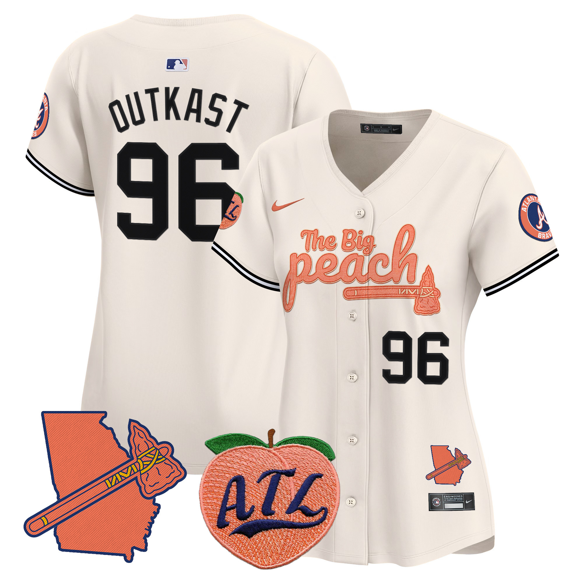 Women's Atlanta Braves The Big Peach Vapor Premier Limited Jersey V2 - All Stitched