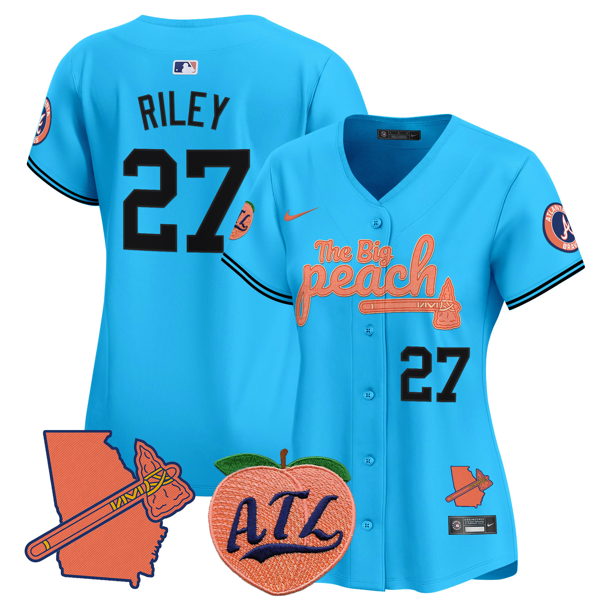Women's Atlanta Braves The Big Peach Vapor Premier Limited Jersey V2 - All Stitched