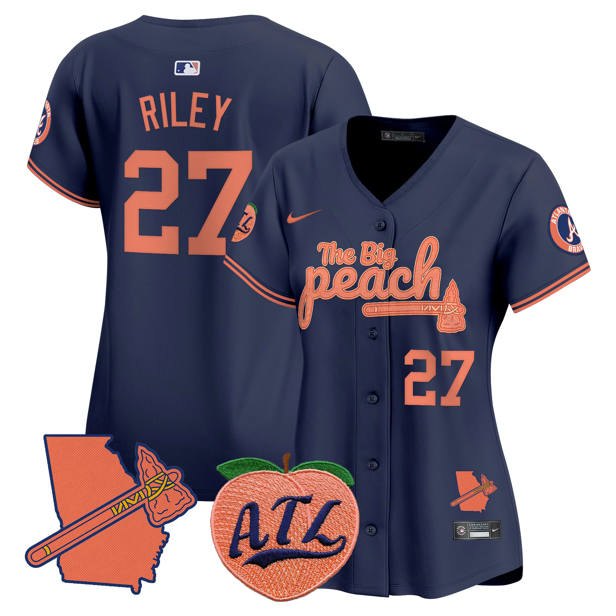 Women's Atlanta Braves The Big Peach Vapor Premier Limited Jersey V2 - All Stitched
