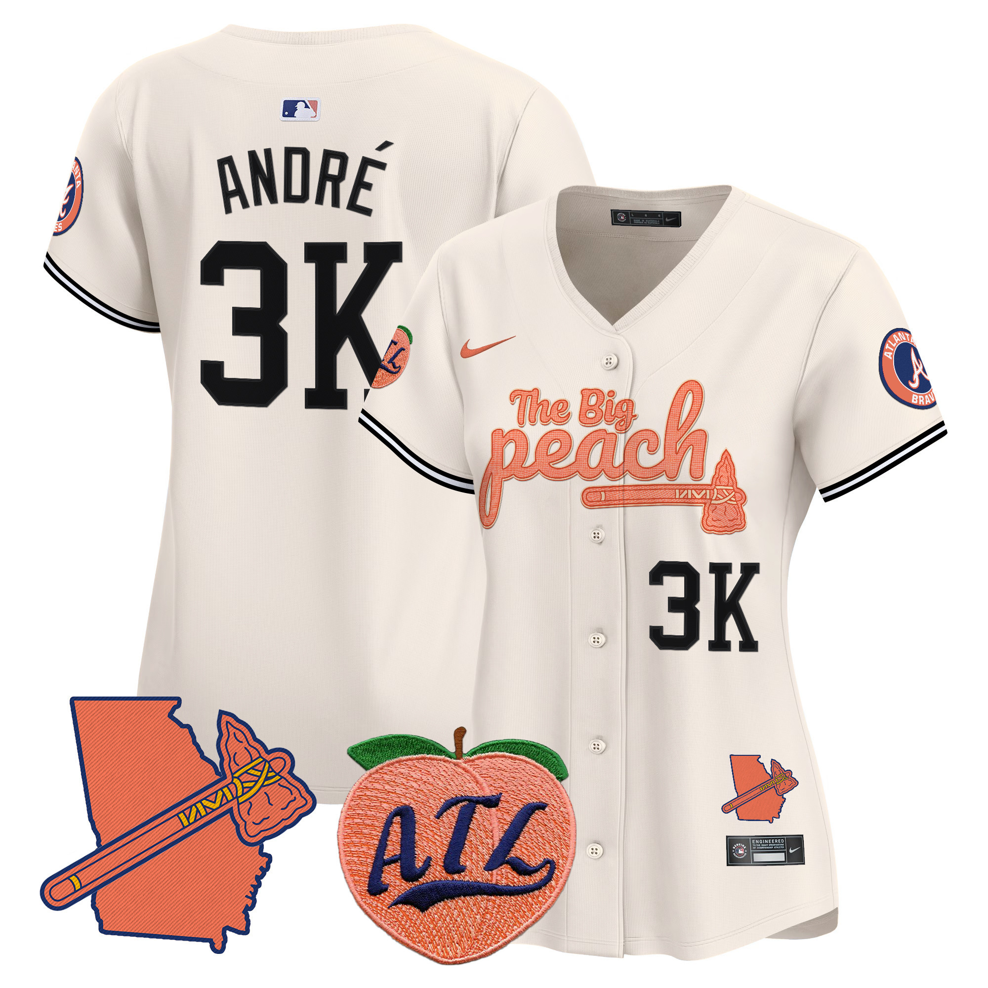 Women's Atlanta Braves The Big Peach Vapor Premier Limited Jersey V2 - All Stitched