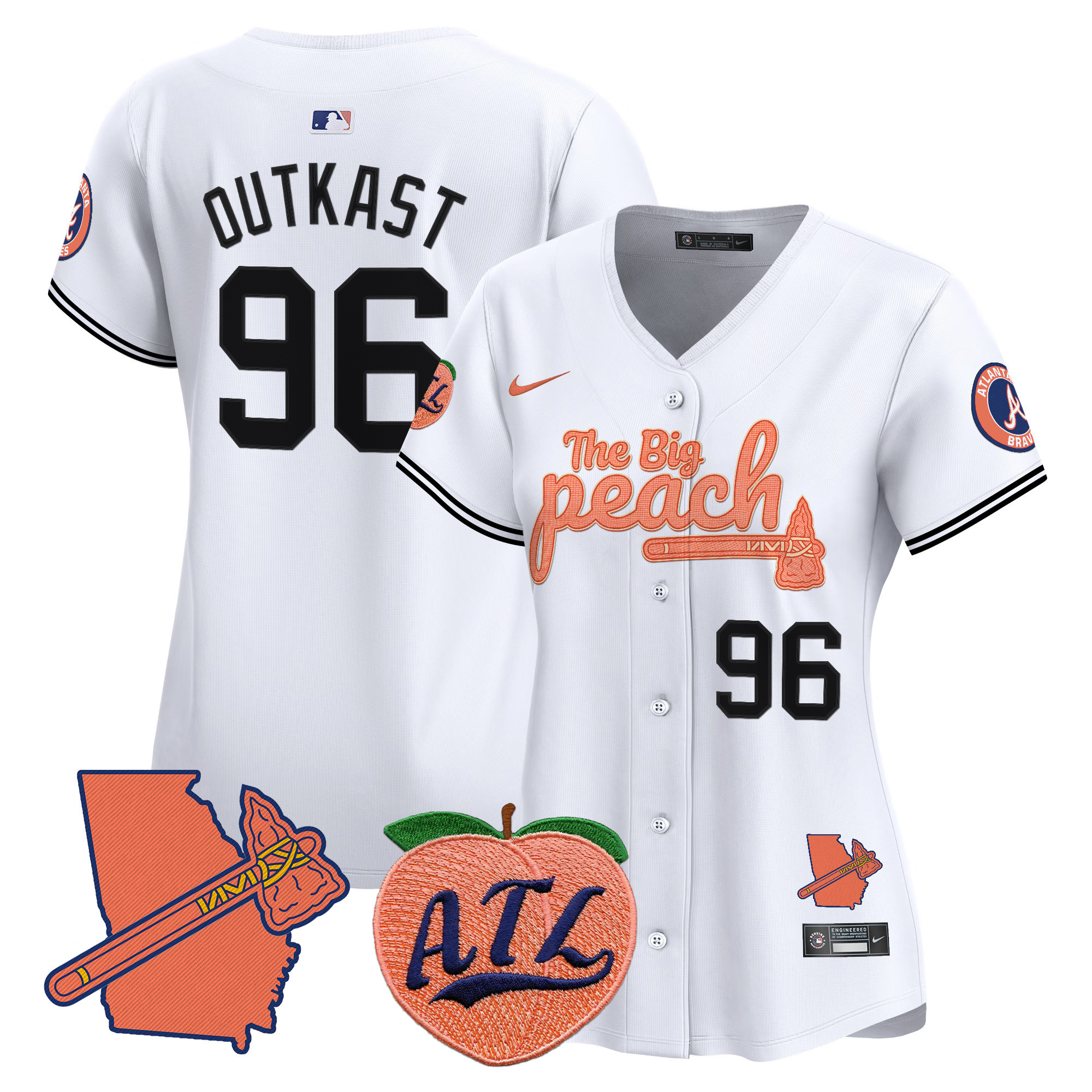 Women's Atlanta Braves The Big Peach Vapor Premier Limited Jersey V2 - All Stitched