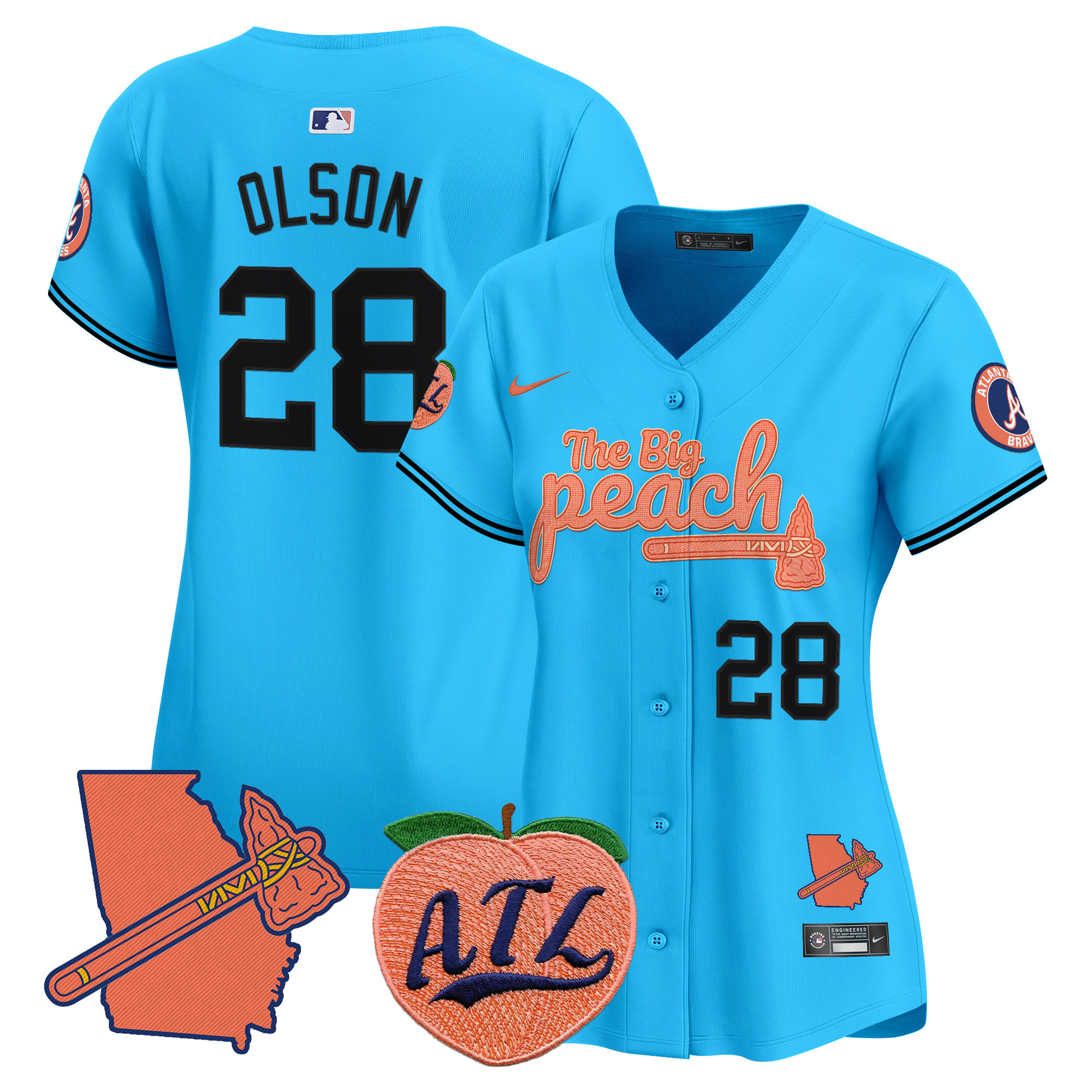Women's Atlanta Braves The Big Peach Vapor Premier Limited Jersey V2 - All Stitched