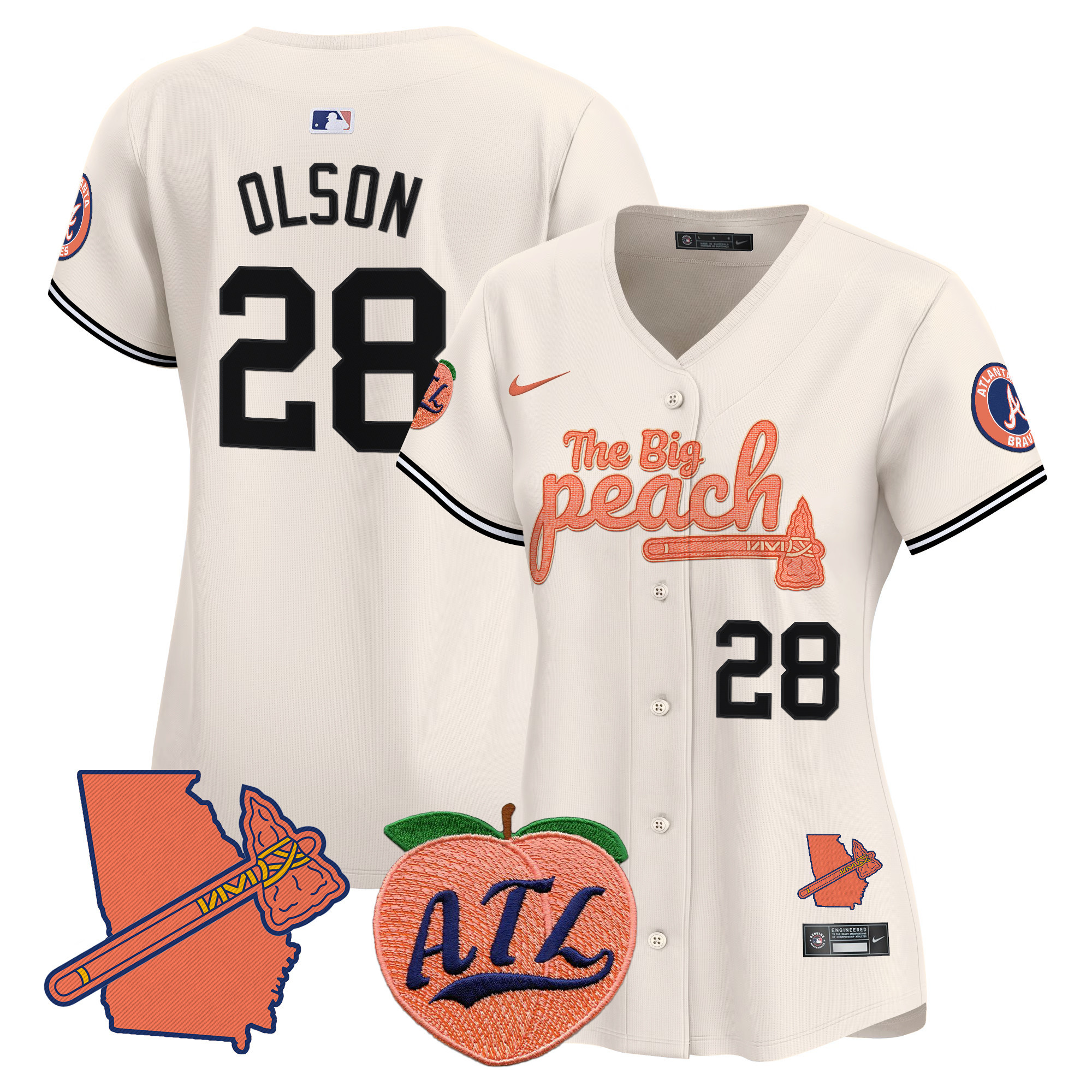 Women's Atlanta Braves The Big Peach Vapor Premier Limited Jersey V2 - All Stitched