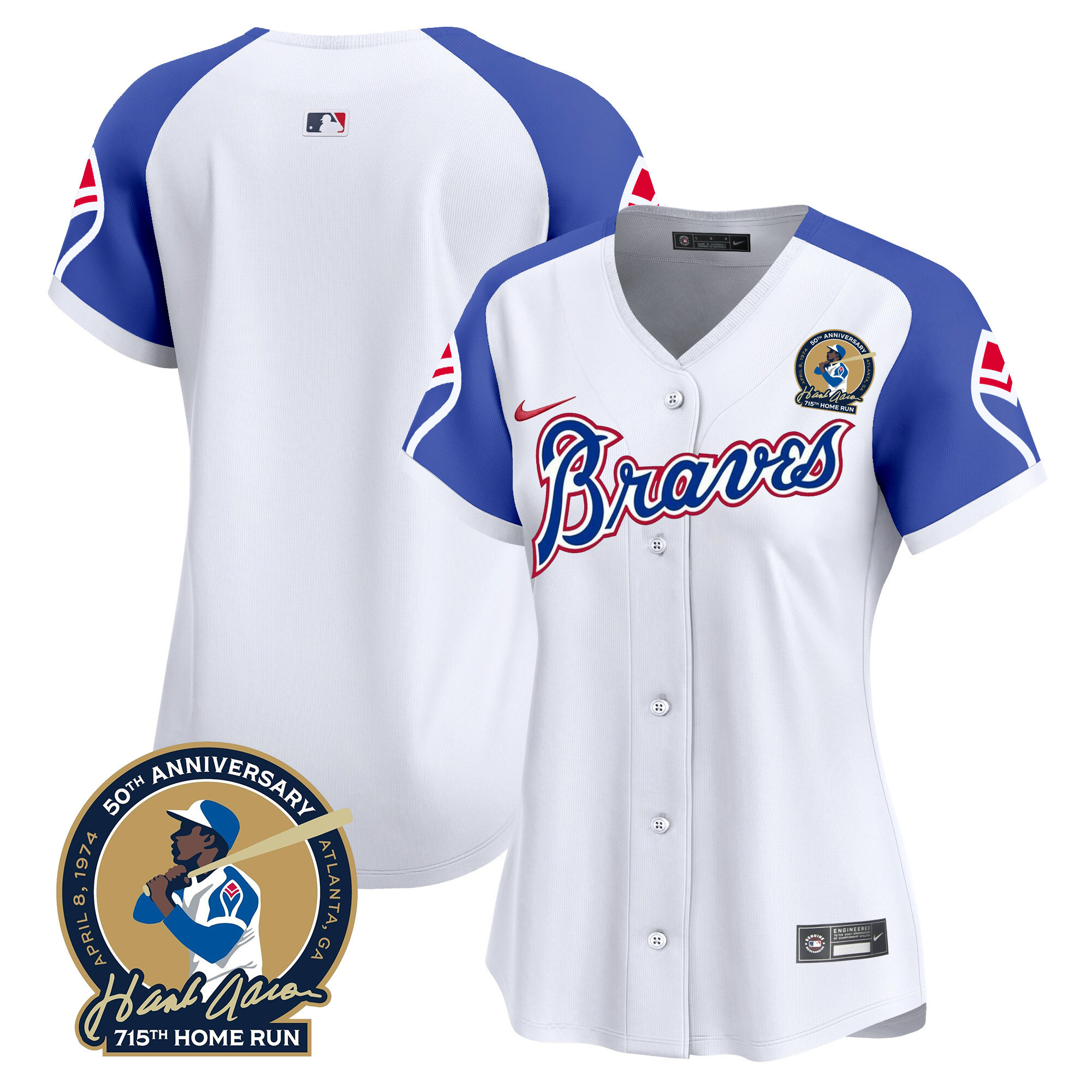 Women's Atlanta Braves Throwback 1974 - 1982 Vapor Premier Limited Jersey - All Stitched