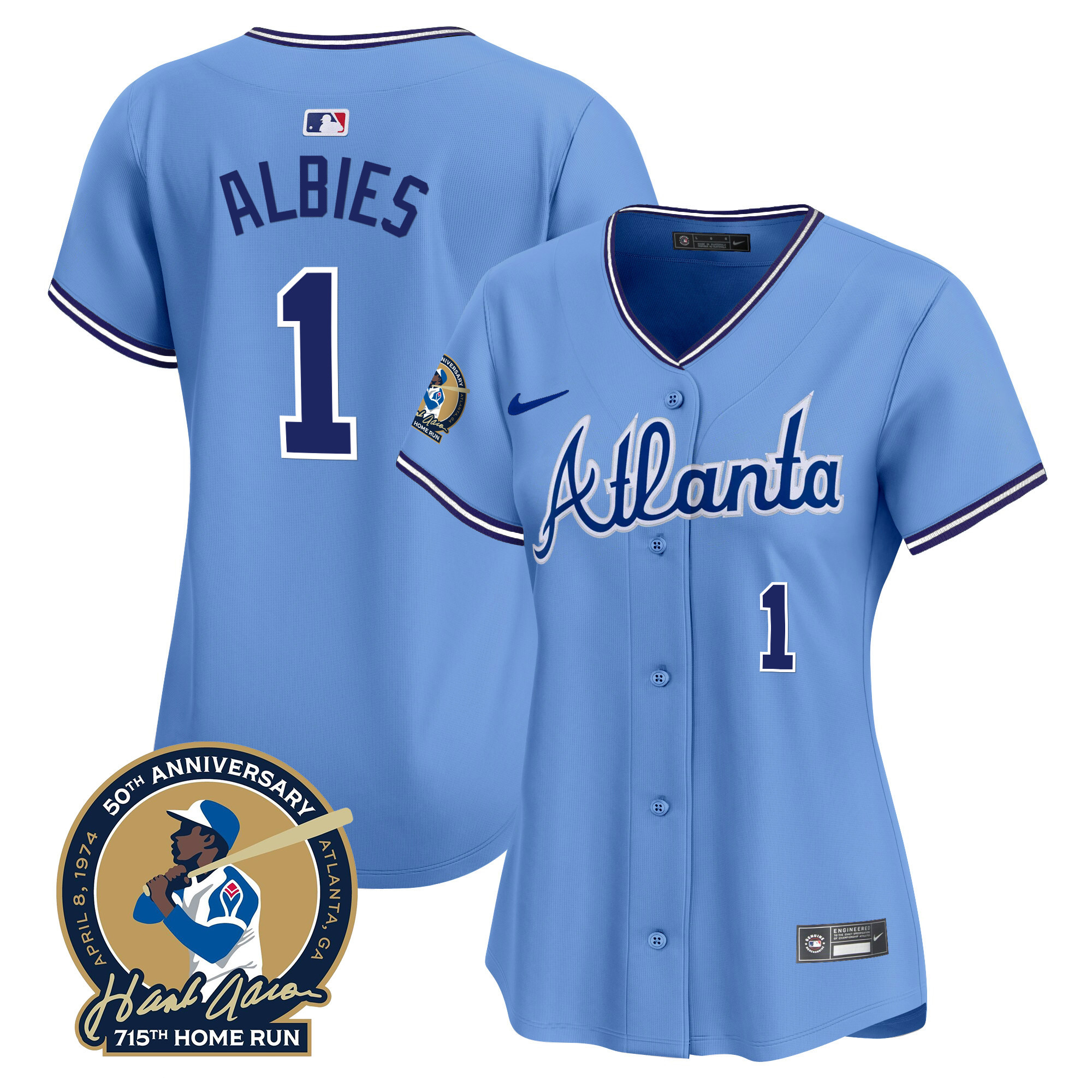 Women's Atlanta Braves Throwback 1974 - 1982 Vapor Premier Limited Jersey - All Stitched