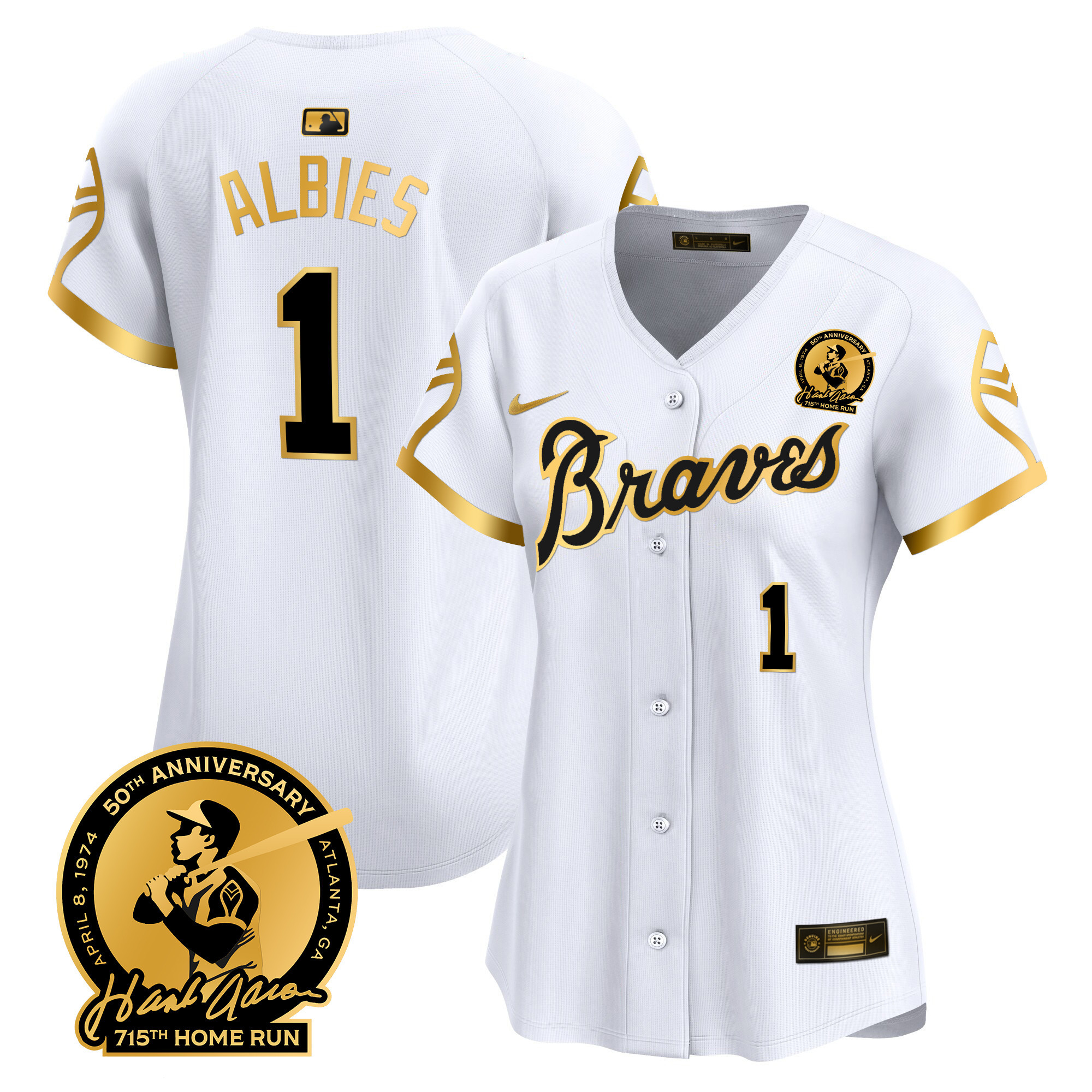 Women's Atlanta Braves Throwback 1974 - 1982 Vapor Premier Limited Jersey - All Stitched