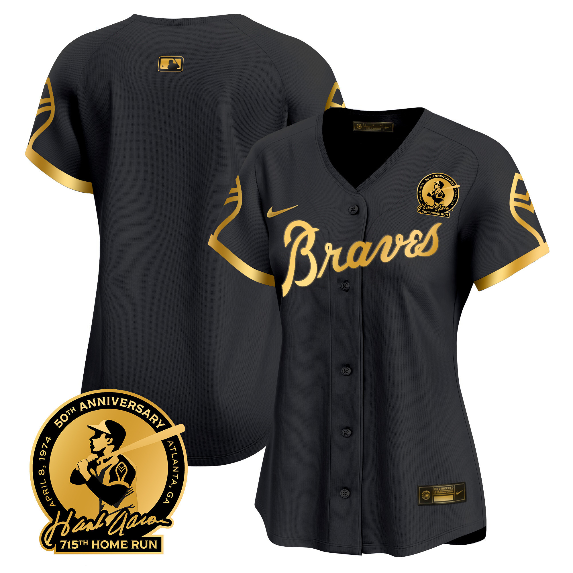 Women's Atlanta Braves Throwback 1974 - 1982 Vapor Premier Limited Jersey - All Stitched