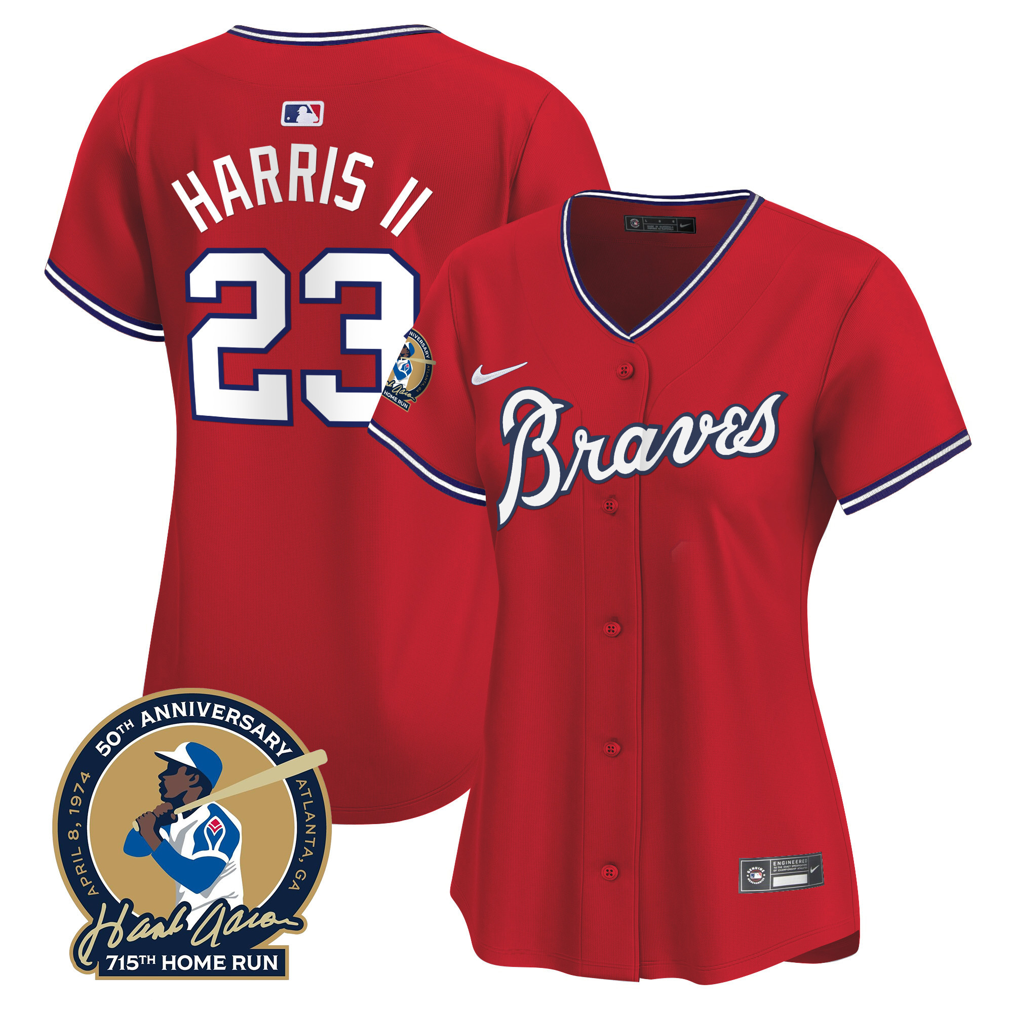 Women's Atlanta Braves Throwback 1974 - 1982 Vapor Premier Limited Jersey - All Stitched