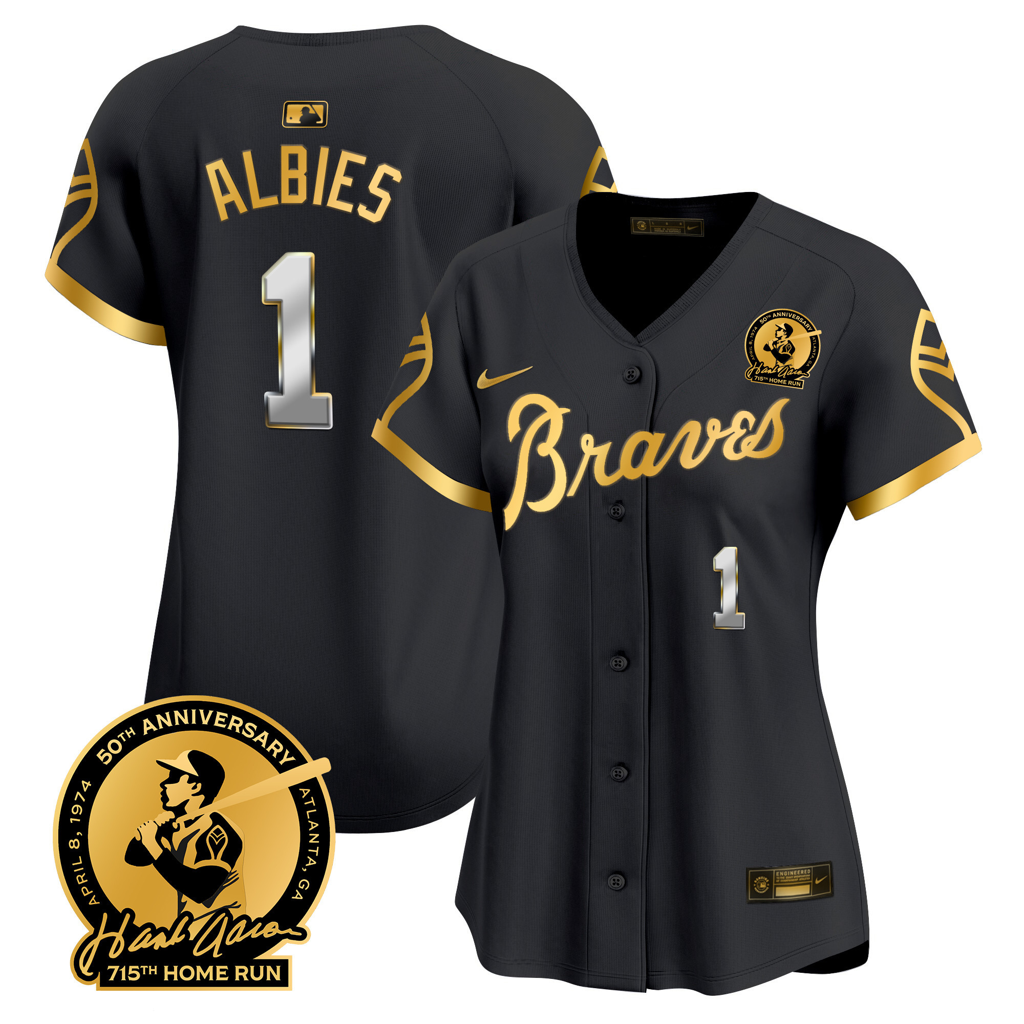 Women's Atlanta Braves Throwback 1974 - 1982 Vapor Premier Limited Jersey - All Stitched