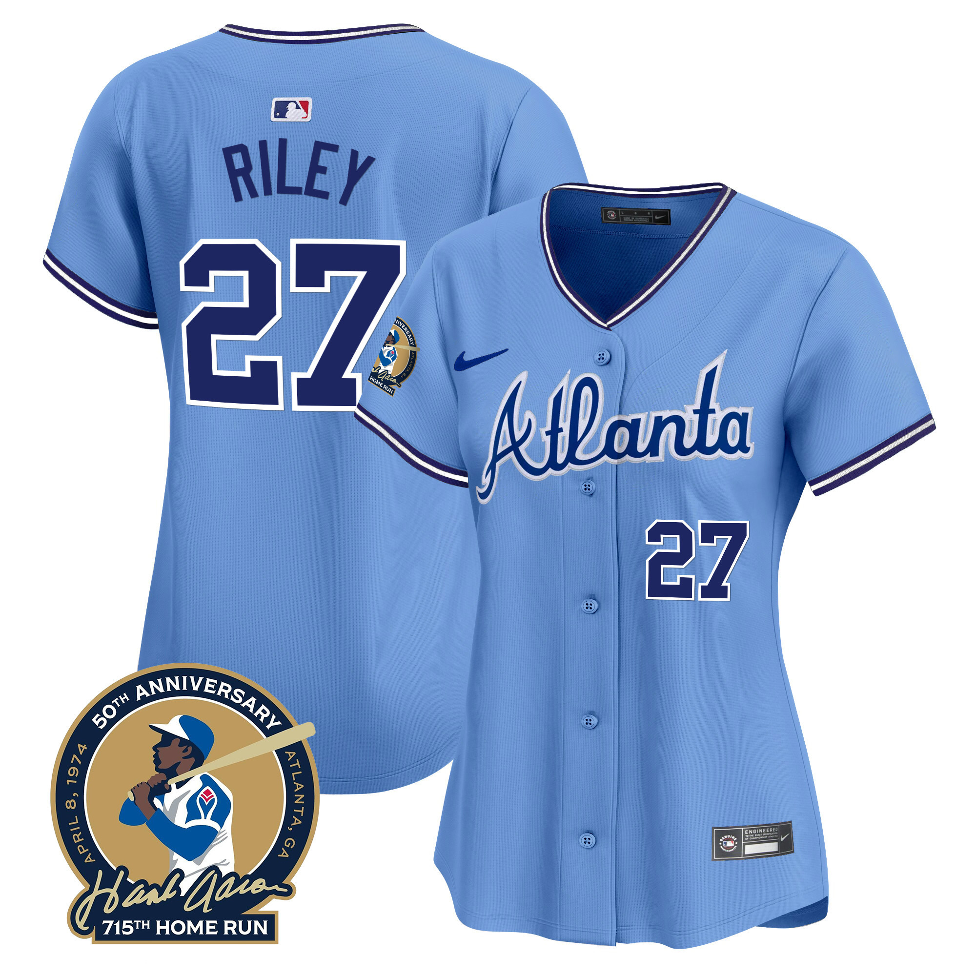 Women's Atlanta Braves Throwback 1974 - 1982 Vapor Premier Limited Jersey - All Stitched