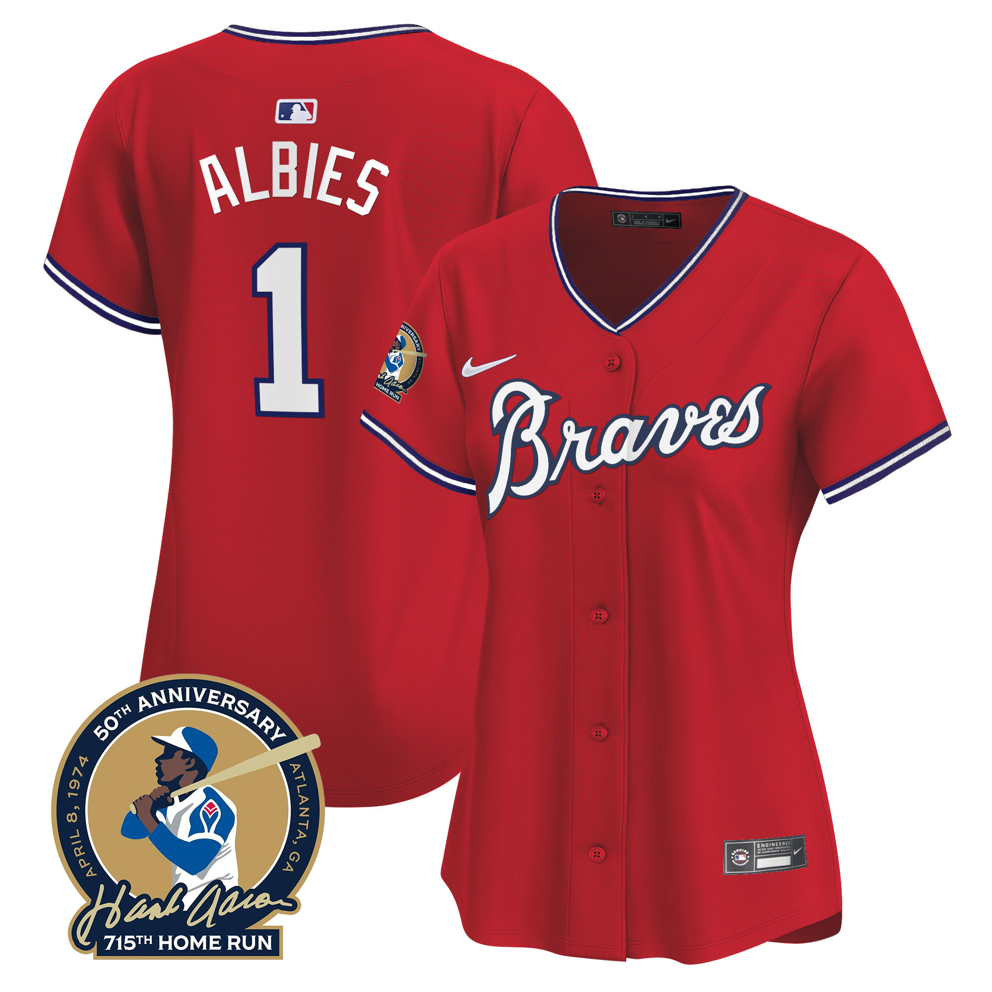 Women's Atlanta Braves Throwback 1974 - 1982 Vapor Premier Limited Jersey - All Stitched